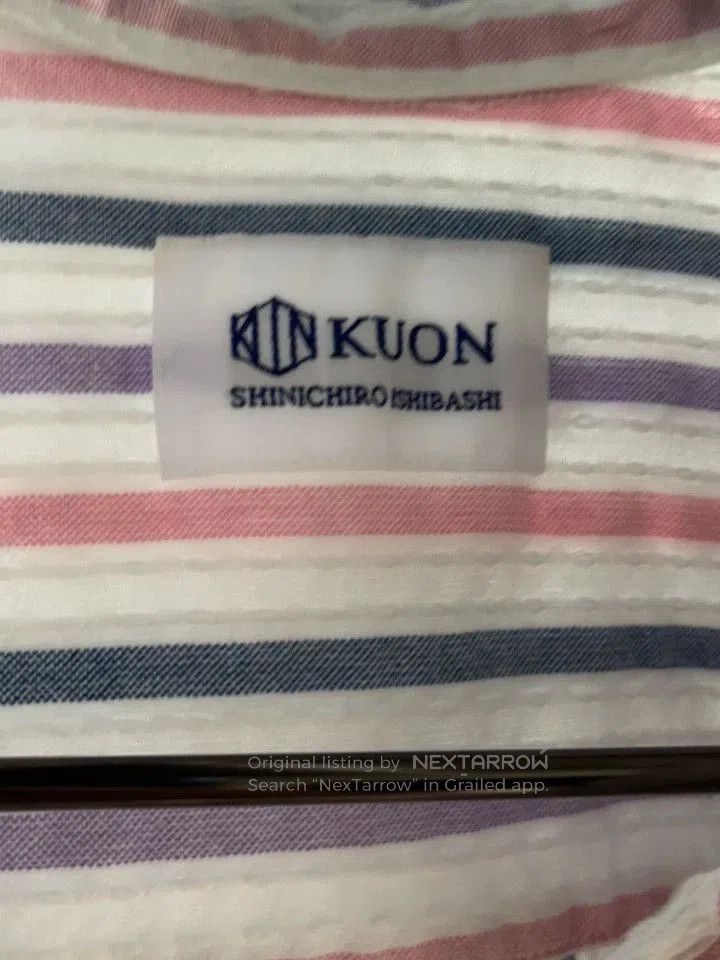 KUON handmade striped short sleeve shirt. Size US XL / EU 56 / 4 - 5 Thumbnail