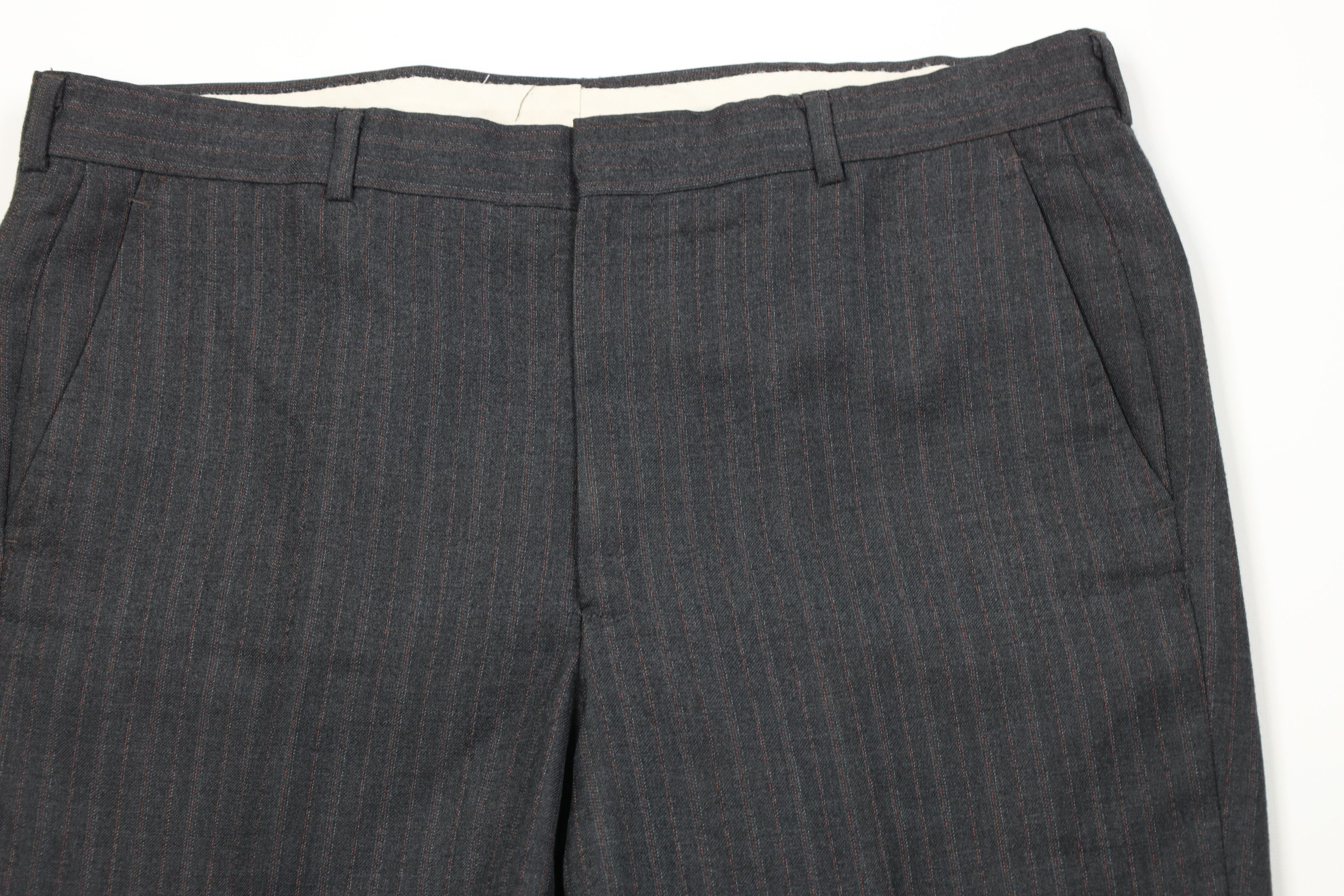 Vintage Vintage 70s Streetwear Knit Pinstriped Wide Leg Chino Pants Size US 36 / EU 52 - 2 Thumbnail