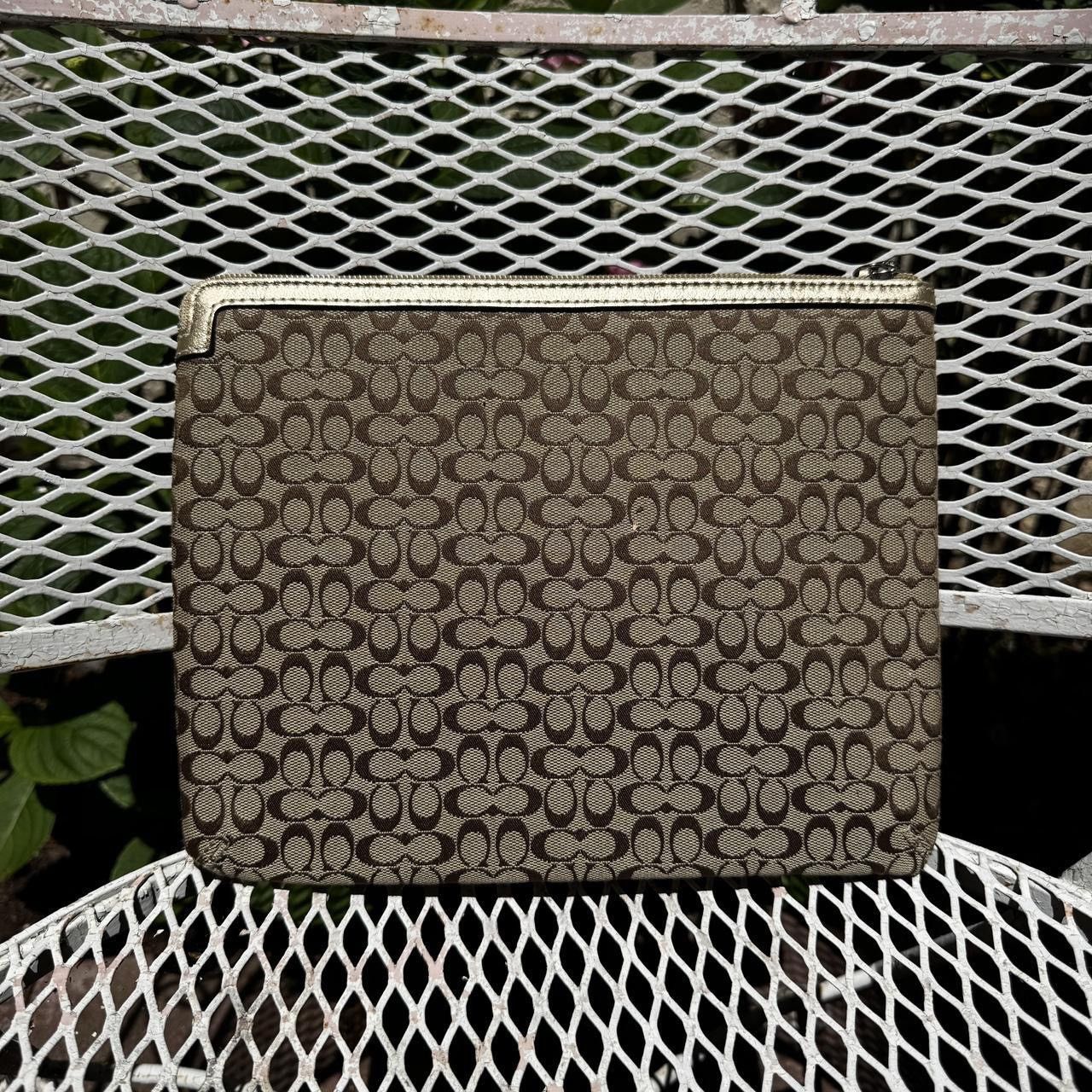 Coach Y2K Coach Gold & Brown Monogramed Tablet Holder Size ONE SIZE - 2 Thumbnail