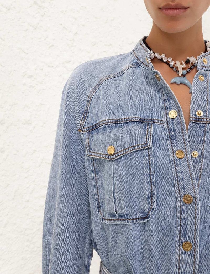 Zimmermann oc11z0226 Illuminate Scoop Denim Shirt in Blue Size S / US 4 / IT 40 - 5 Thumbnail