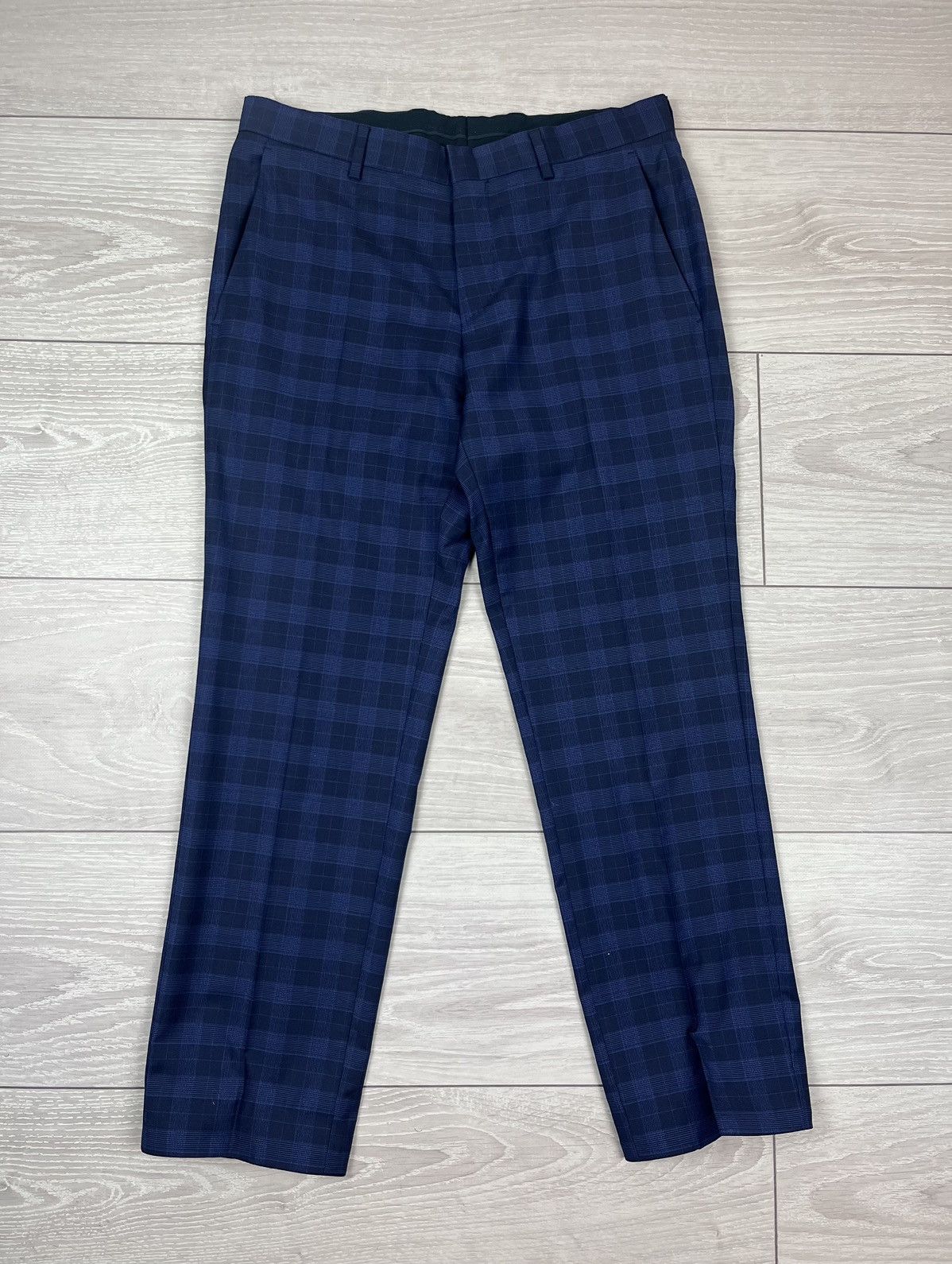 Hugo Boss Hugo Boss Wool/Silk Plaid Blue Two Buttons Suit Blazer Pants Size 36R - 3 Thumbnail