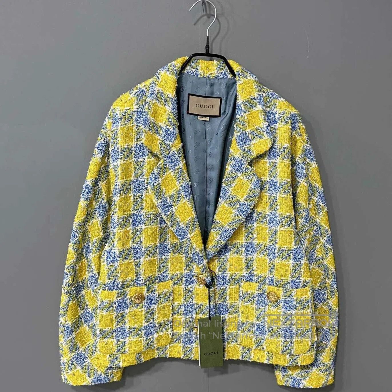 Gucci Gucci 23SS Plaid Tweed Gold Button Coat. Size S / US 4 / IT 40 - 1 Thumbnail