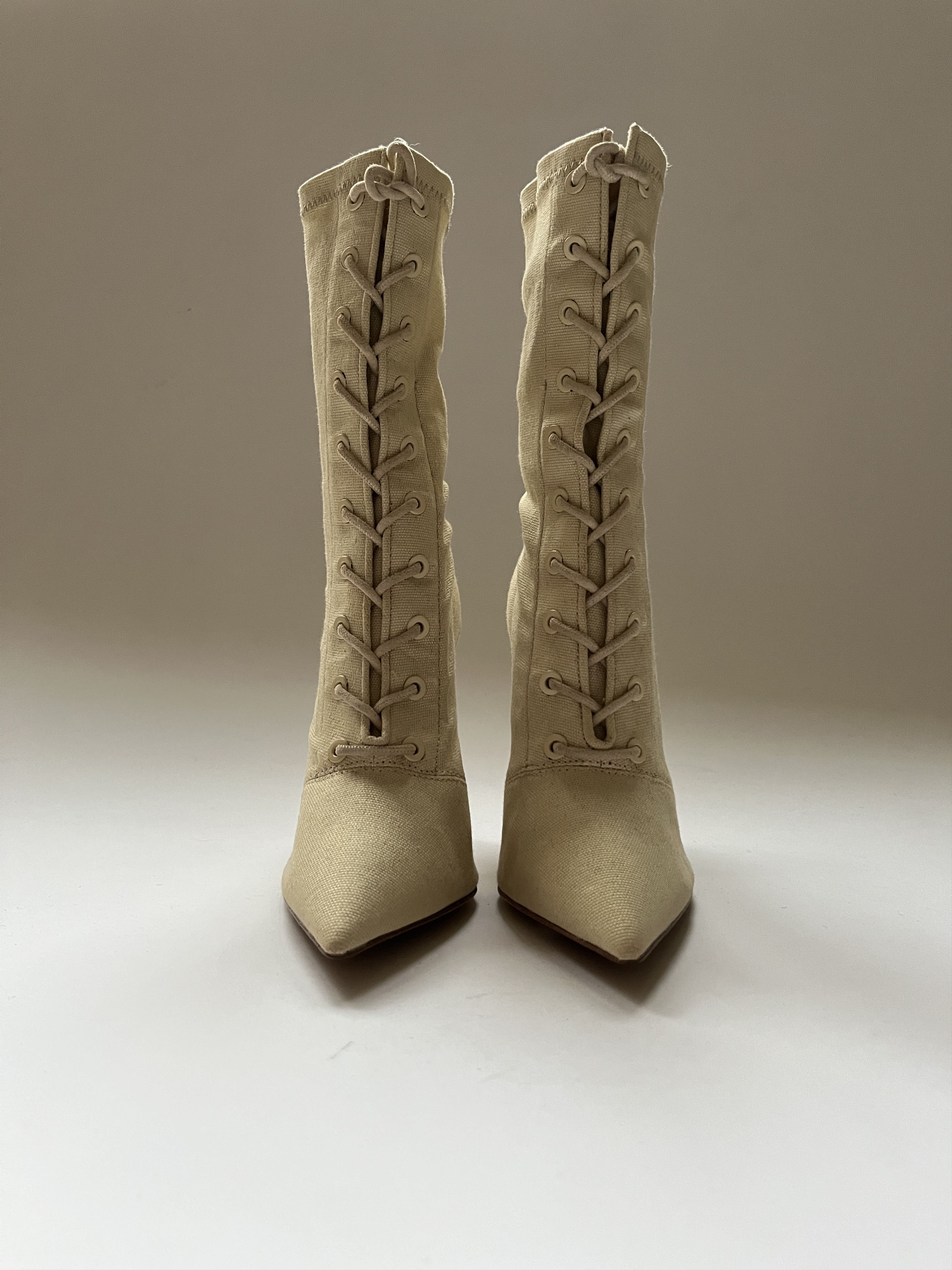 Yeezy ⚡️QUICK SALE⚡️Yeezy Season 6 Beige Lace-Up Boots Size US 4 / IT 34 - 6 Thumbnail