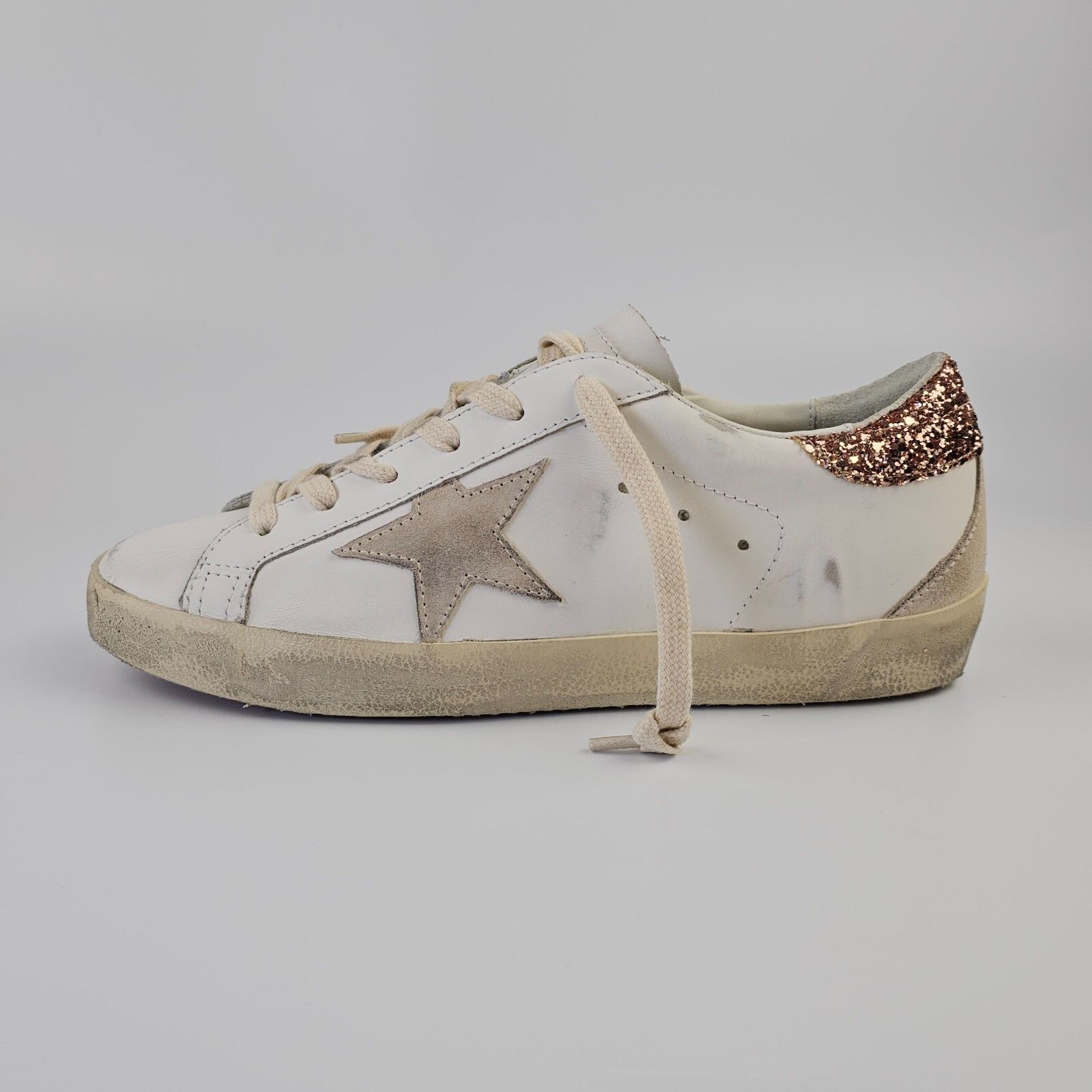 GOLDEN GOOSE Super-Star White/Pearl Glitter Sneakers