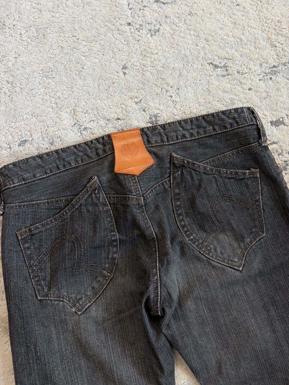 Obelisk Black Fringe Distressed Flare Curved Denim Size US 32 / EU 48 - 9 Thumbnail