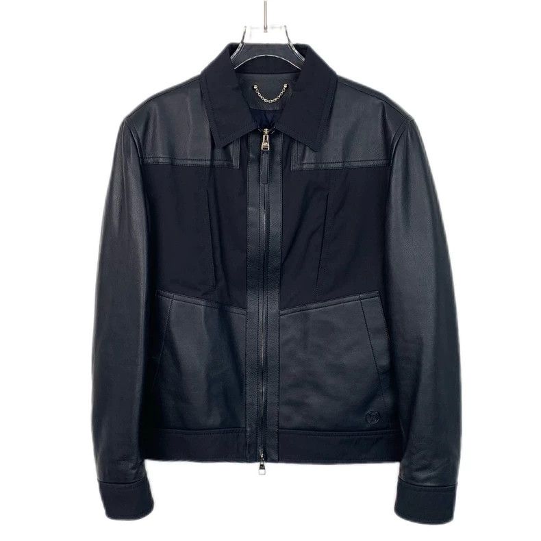 Louis Vuitton Louis Vuitton Dark Blue Cow Leather Patchwork Lapel Zip Le Size US S / EU 44-46 / 1 - 1 Thumbnail