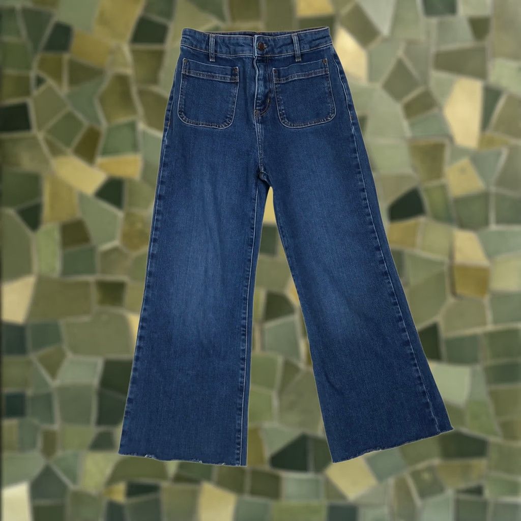 Boden Boden Jeans Patch Pocket Wide Leg Medium Wash Blue Denim 2 Women Regular Waist 26 Inseam 24 Bohemian Style Size 26" / US 2 / IT 38 - 1 Thumbnail