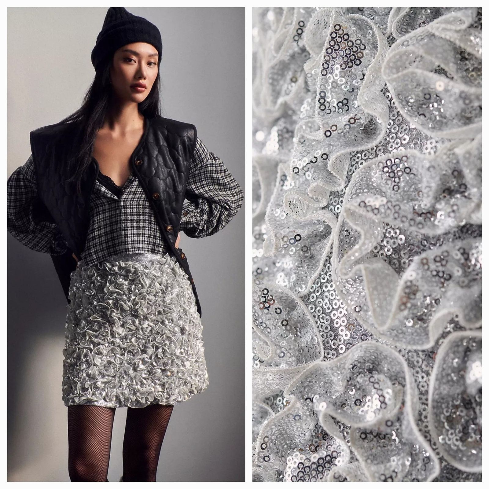 Anthropologie New Anthropologie Mare Mare 3-D Sequin Mini Skirt $198 SMALL Size 28" / US 6 / IT 42 - 1 Thumbnail