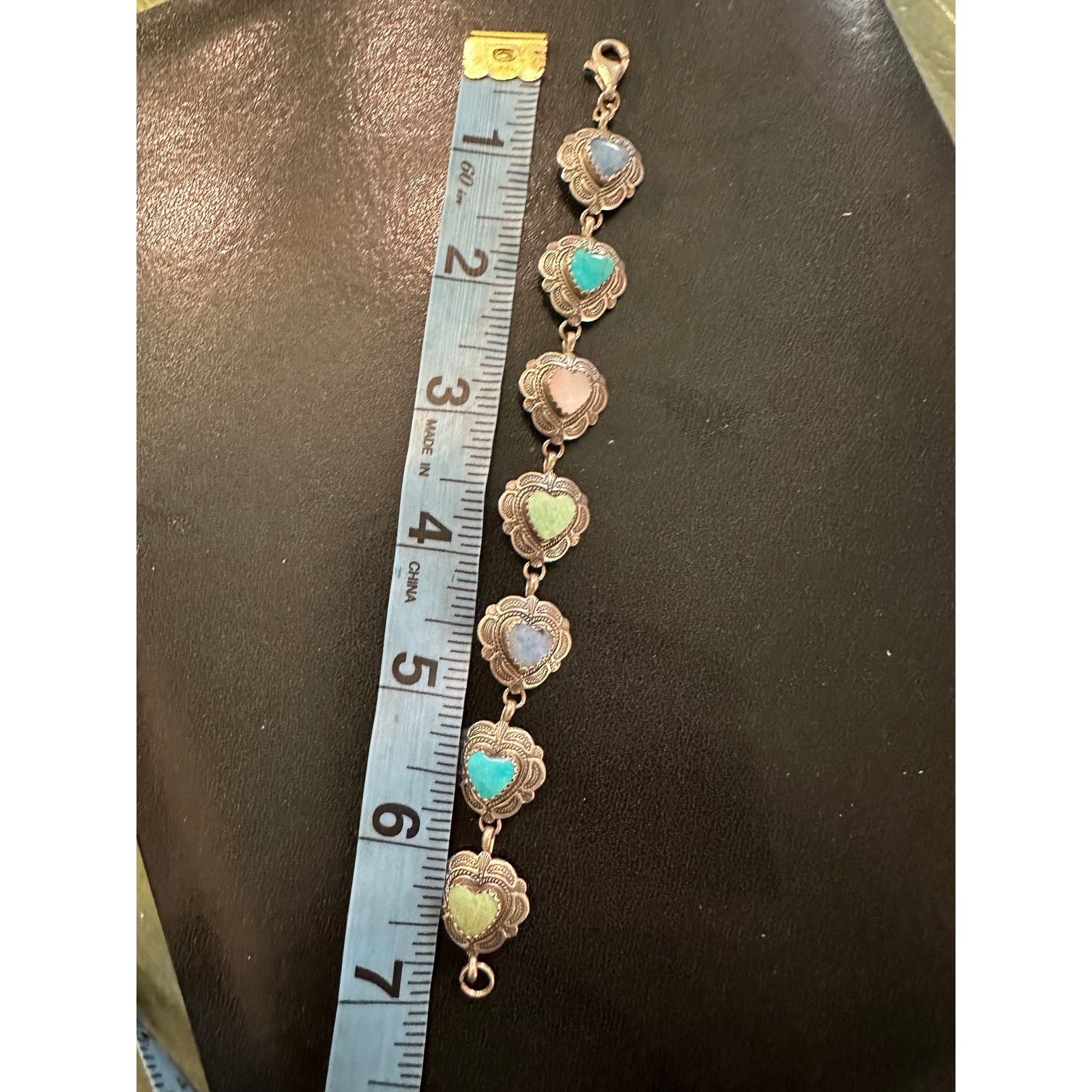 Vintage VINTAGE MULTI GEMSTONE STERLING SILVER HEART BRACELET Size ONE SIZE - 6 Thumbnail