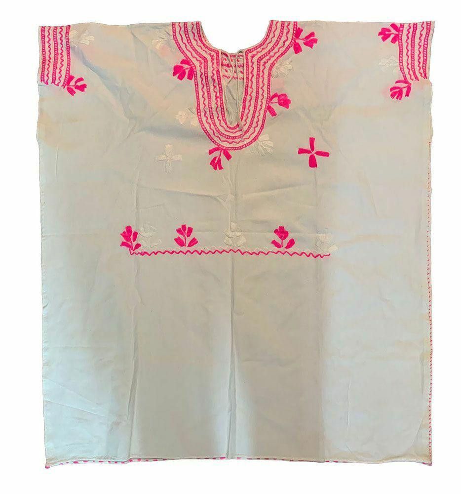 Designer Used Pink White Hand Made Caftan Blouse XXL Size XXL / US 16-18 / IT 52-54 - 2 Thumbnail