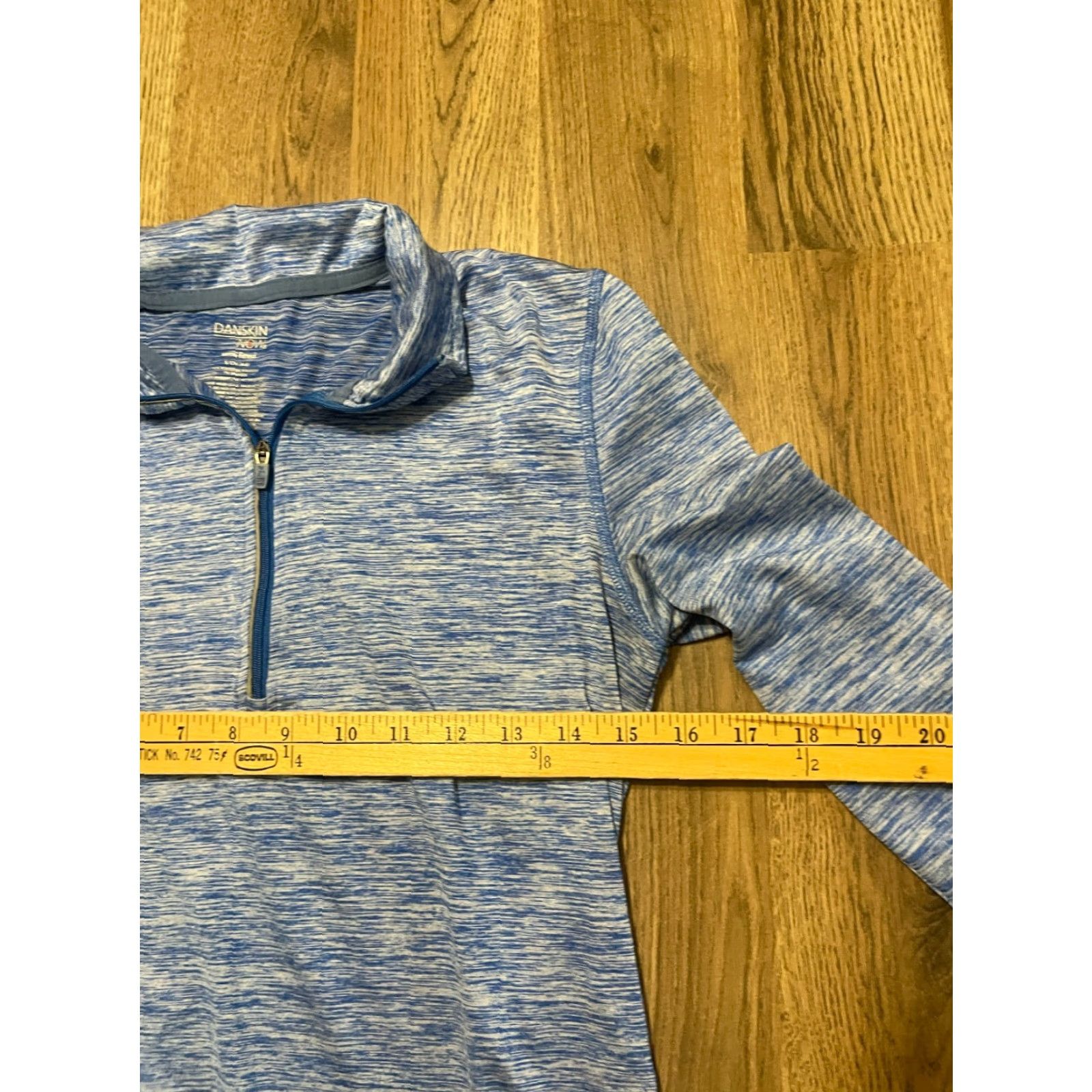 Vintage Danskin Now Shirt Womens Size Small Blue 1/4 Zip Up Semi-Fitted Long Sleeve Pullover Casual Modern Striped Collar Size S / US 4 / IT 40 - 5 Thumbnail