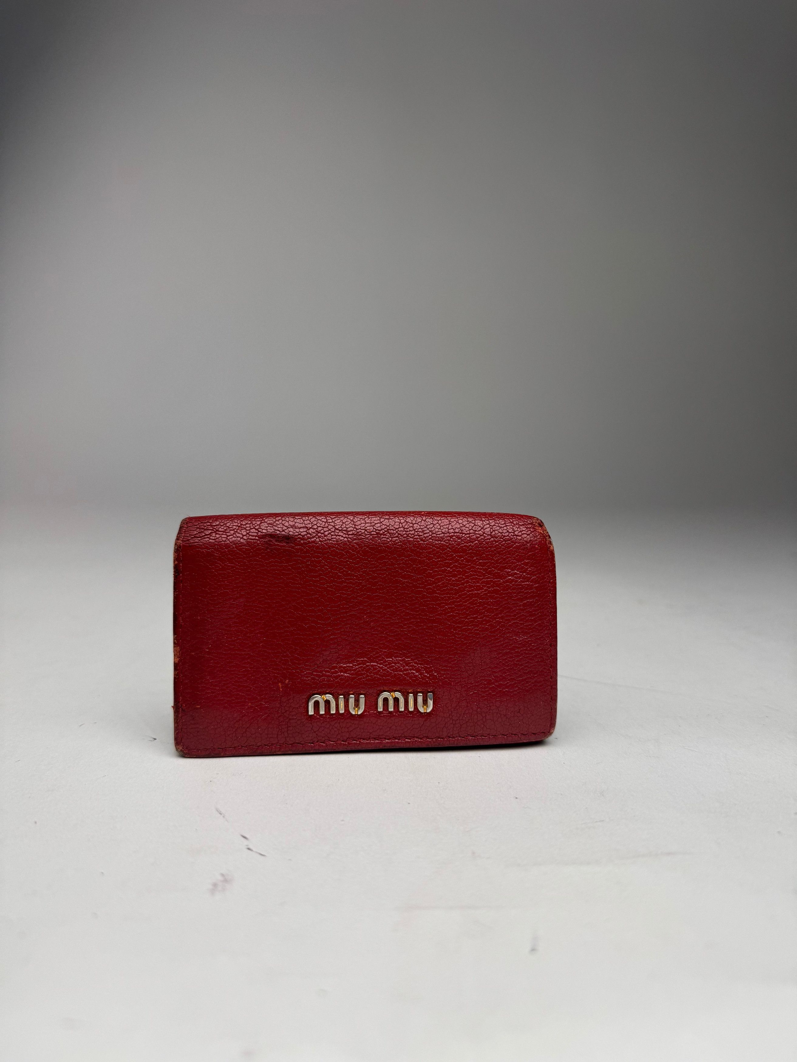 Miu Miu Vintage Leather Card Holder Red Size ONE SIZE - 1 Thumbnail