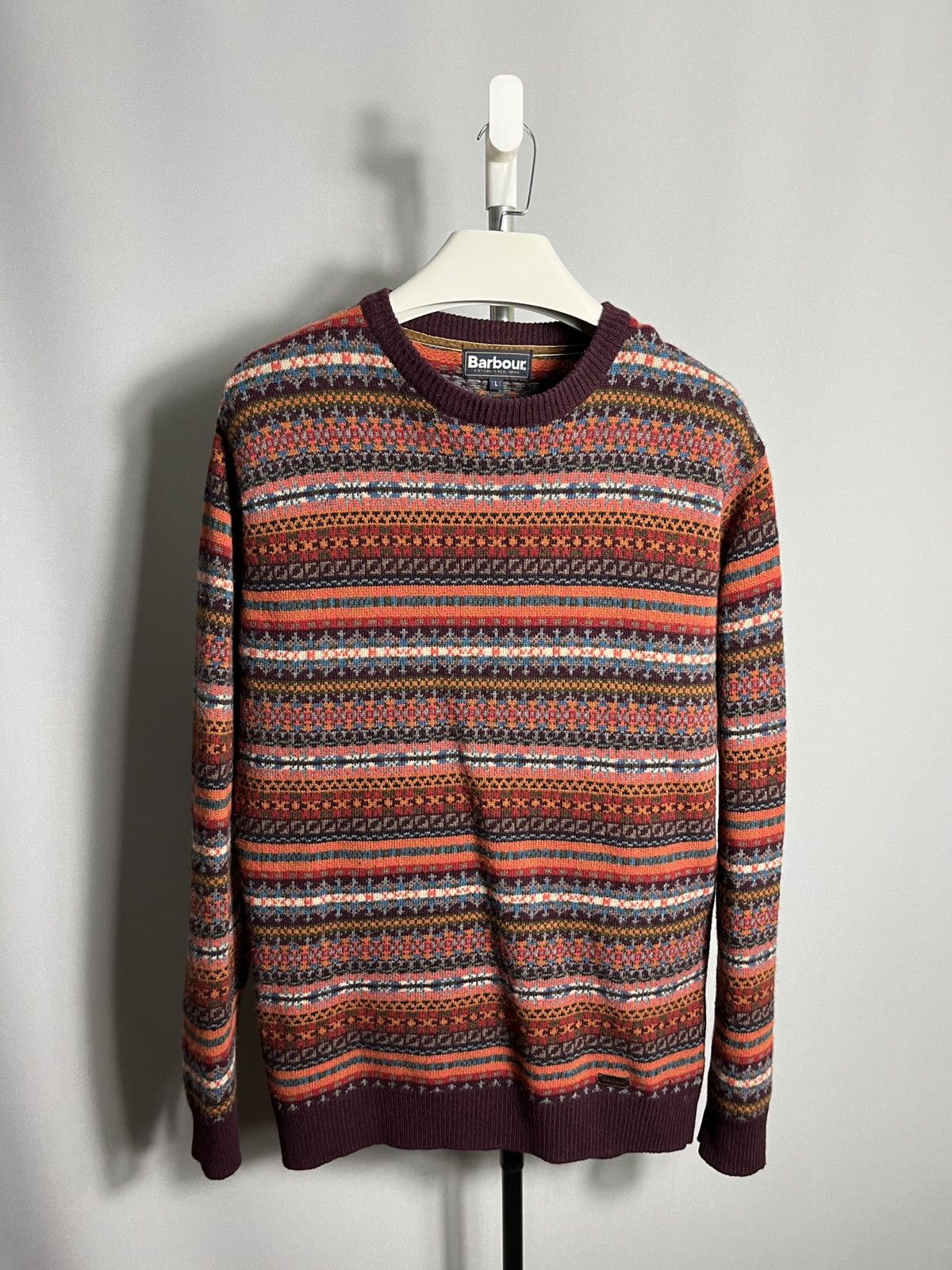 Barbour Men’s Barbour Martingale Crewneck Wool Sweater Knit Orange Size US L / EU 52-54 / 3 - 1 Thumbnail