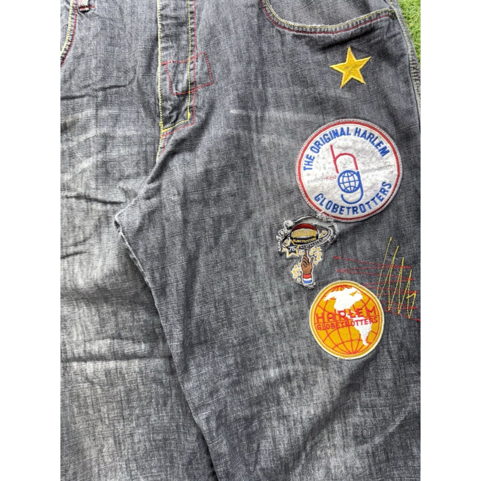 Fubu VINTAGE FUBU Jeans Hip Hop Harlem Globetrotters 36x30 Large Baggy Denim Blue 2000s Mens Size US 36 / EU 52 - 3 Thumbnail