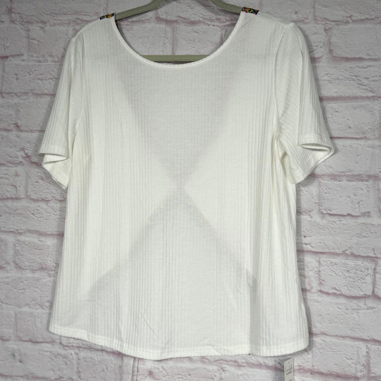 Other Cupshe Large White Short Sleeve Top with Colorful Strap NWT Size L / US 10 / IT 46 - 1 Thumbnail