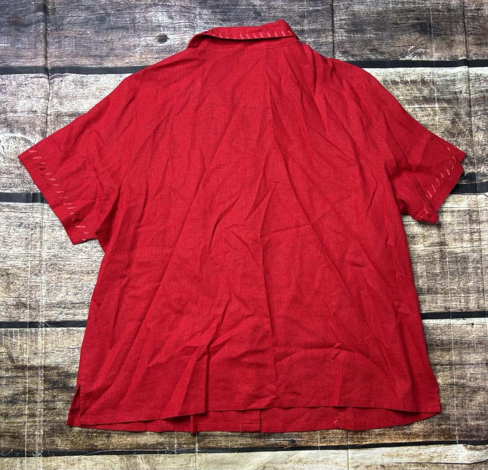 Other Selene Sport Top Womens 2XL Linen Blend Embroidered Red Size XXL / US 16-18 / IT 52-54 - 3 Thumbnail