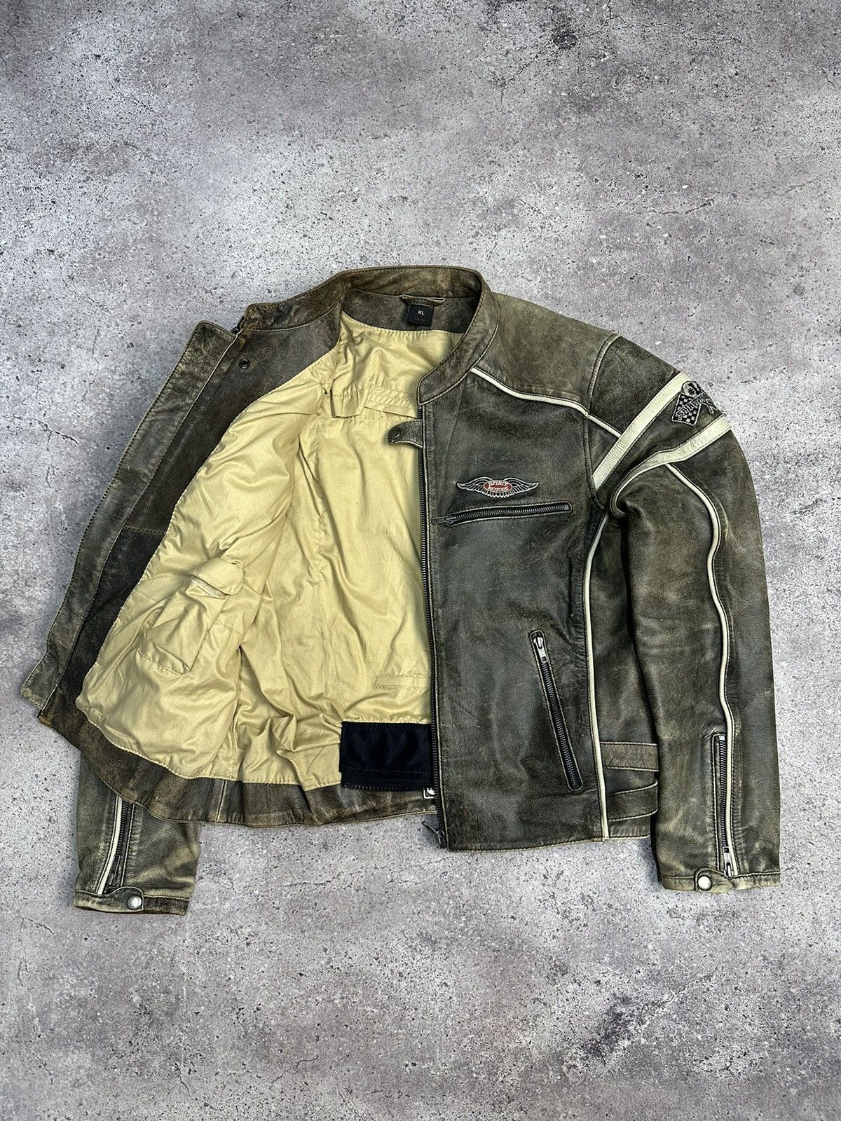Vintage VINTAGE SPIRIT MOTORS DISTRESSED LEATHER JACKET Y2K MOTO Size US XL / EU 56 / 4 - 8 Thumbnail