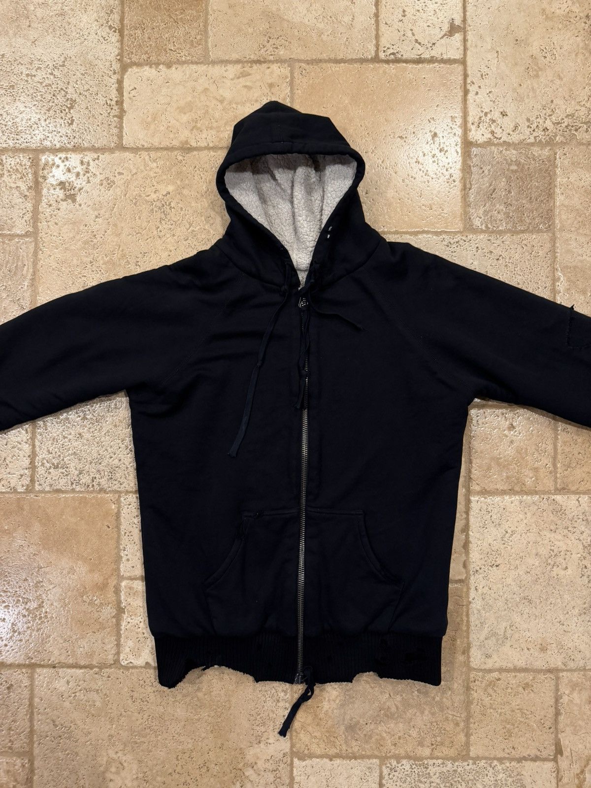 Greg Lauren Greg Lauren Black Fleece Hoodie Sherpa Lined Zip Up Hoodie Size US L / EU 52-54 / 3 - 7 Thumbnail