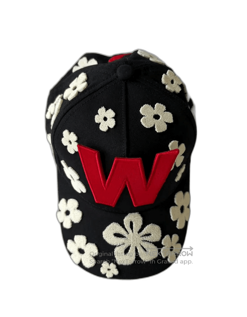 Walter Van Beirendonck Floral Embroidered Black Cap.
