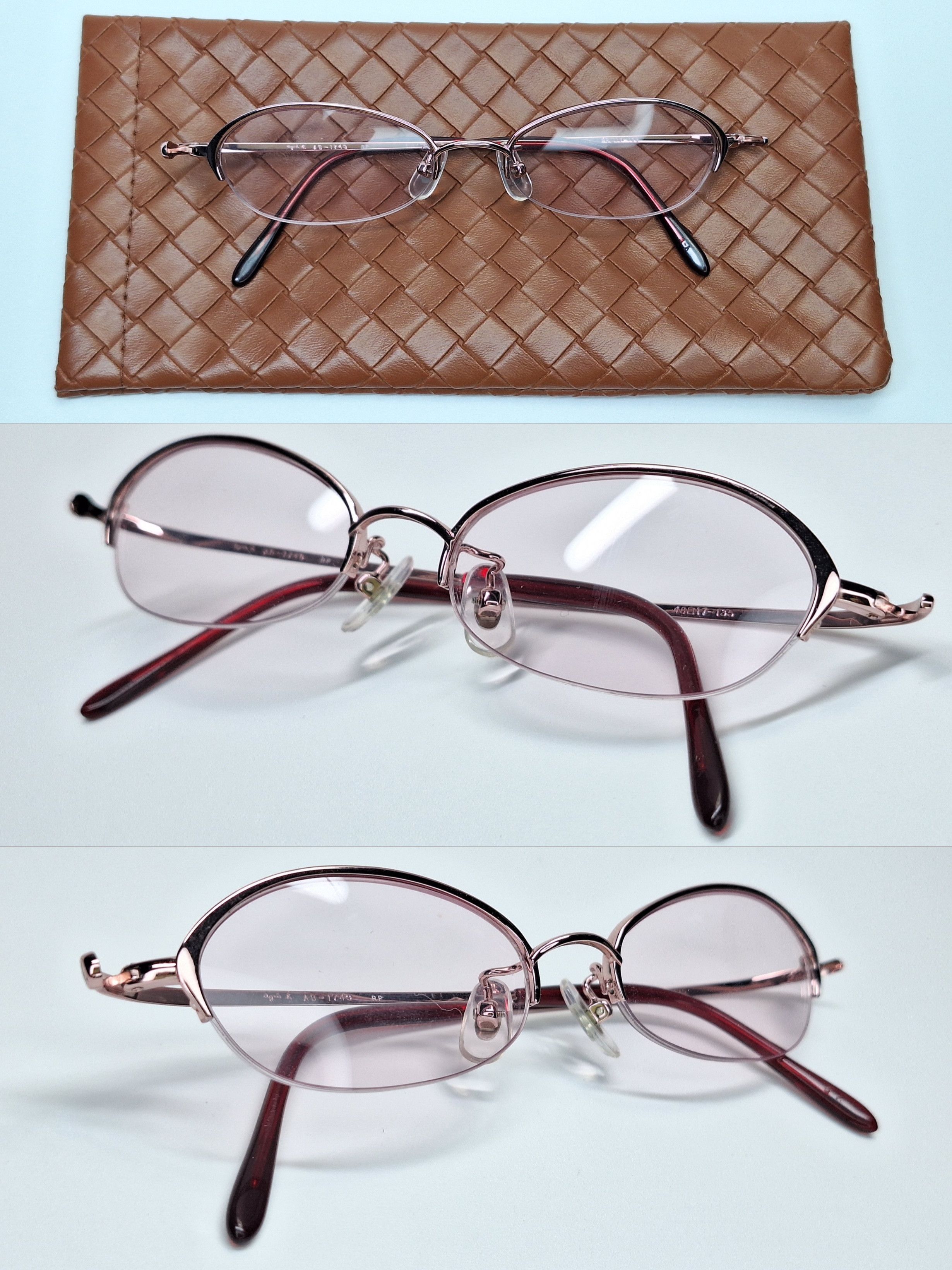 agnes b. Agnes b. AB-1749 Rose Pink Slim Metal Eyeglasses Geek-Chic Size ONE SIZE - 3 Thumbnail