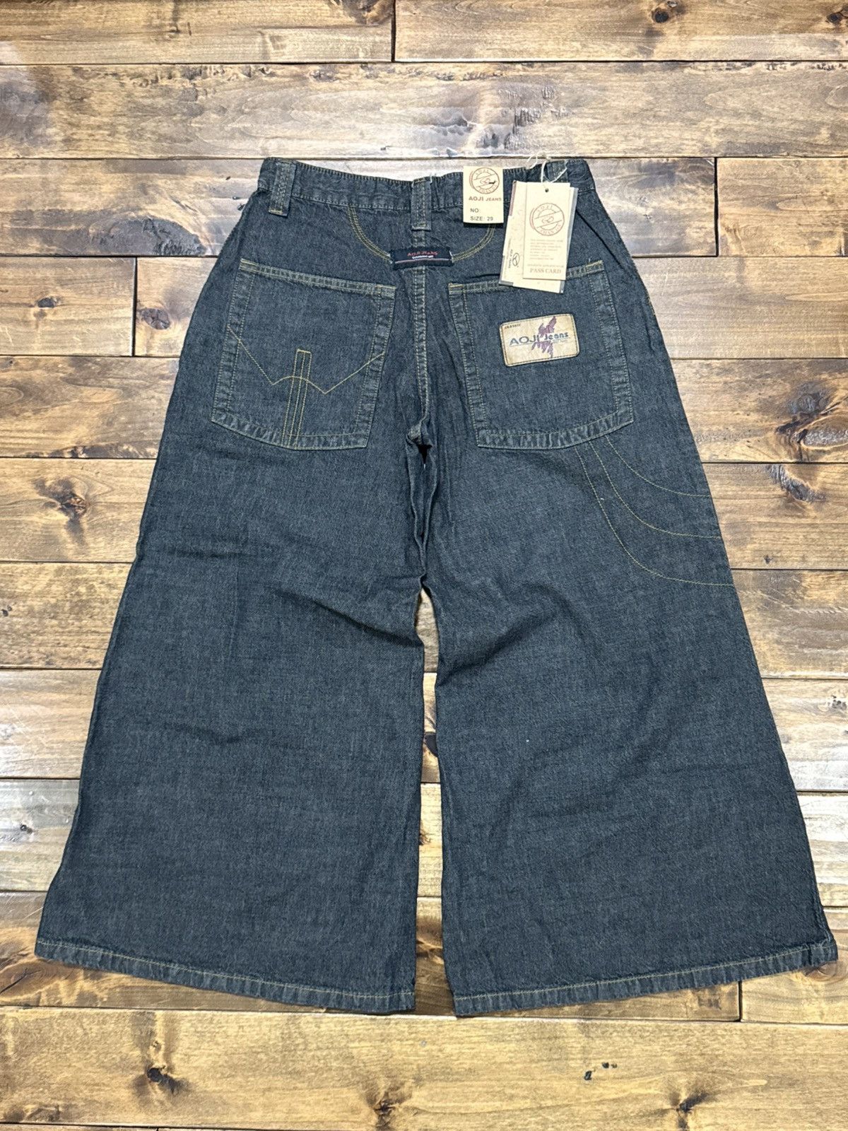 Vintage Vtg AOJI Jean Shorts Wide Leg Rave Y2K Baggy Skater Denim Size US 29 - 2 Thumbnail