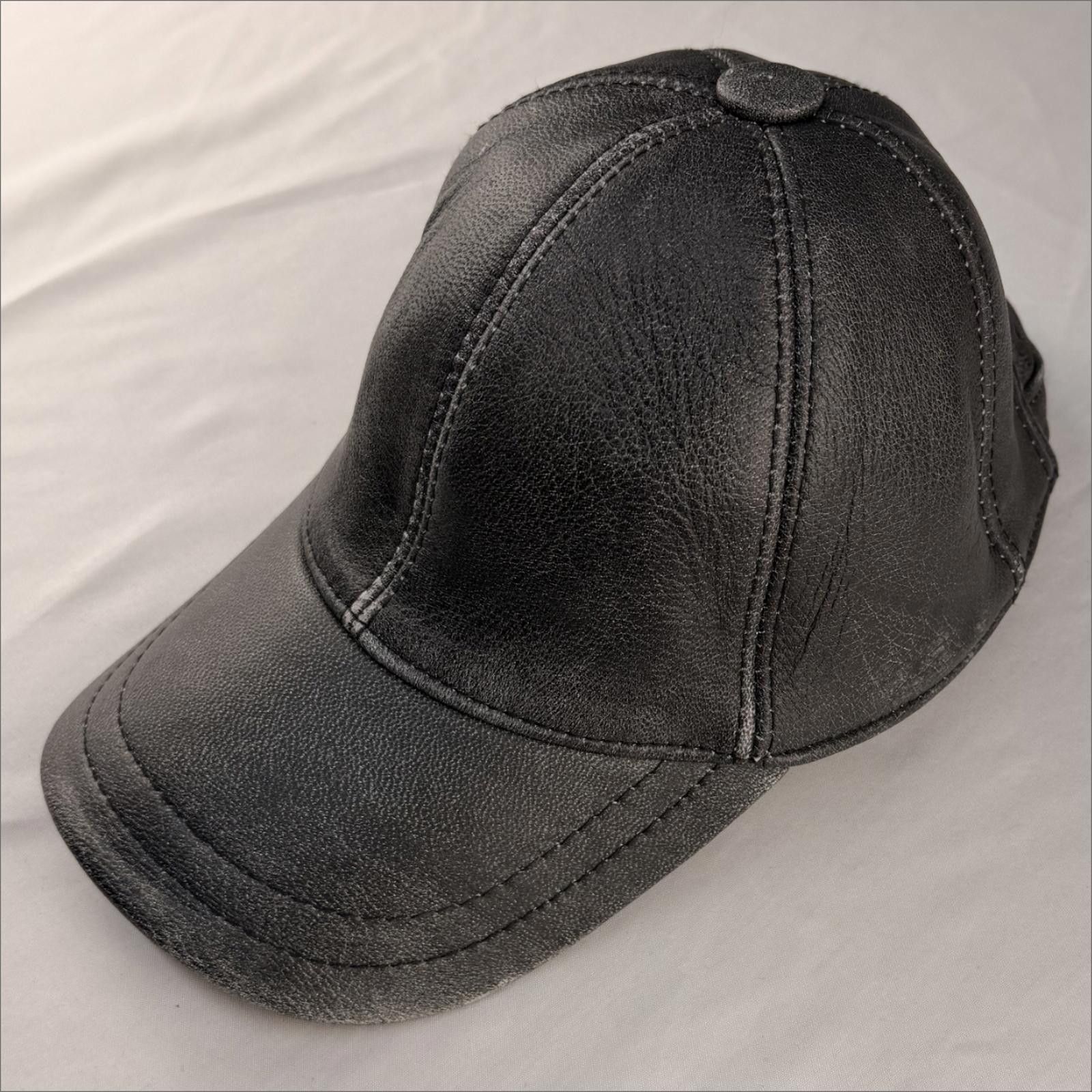 Other NEW Black Leather Baseball Cap - Premium Hat 078 Size ONE SIZE - 3 Thumbnail