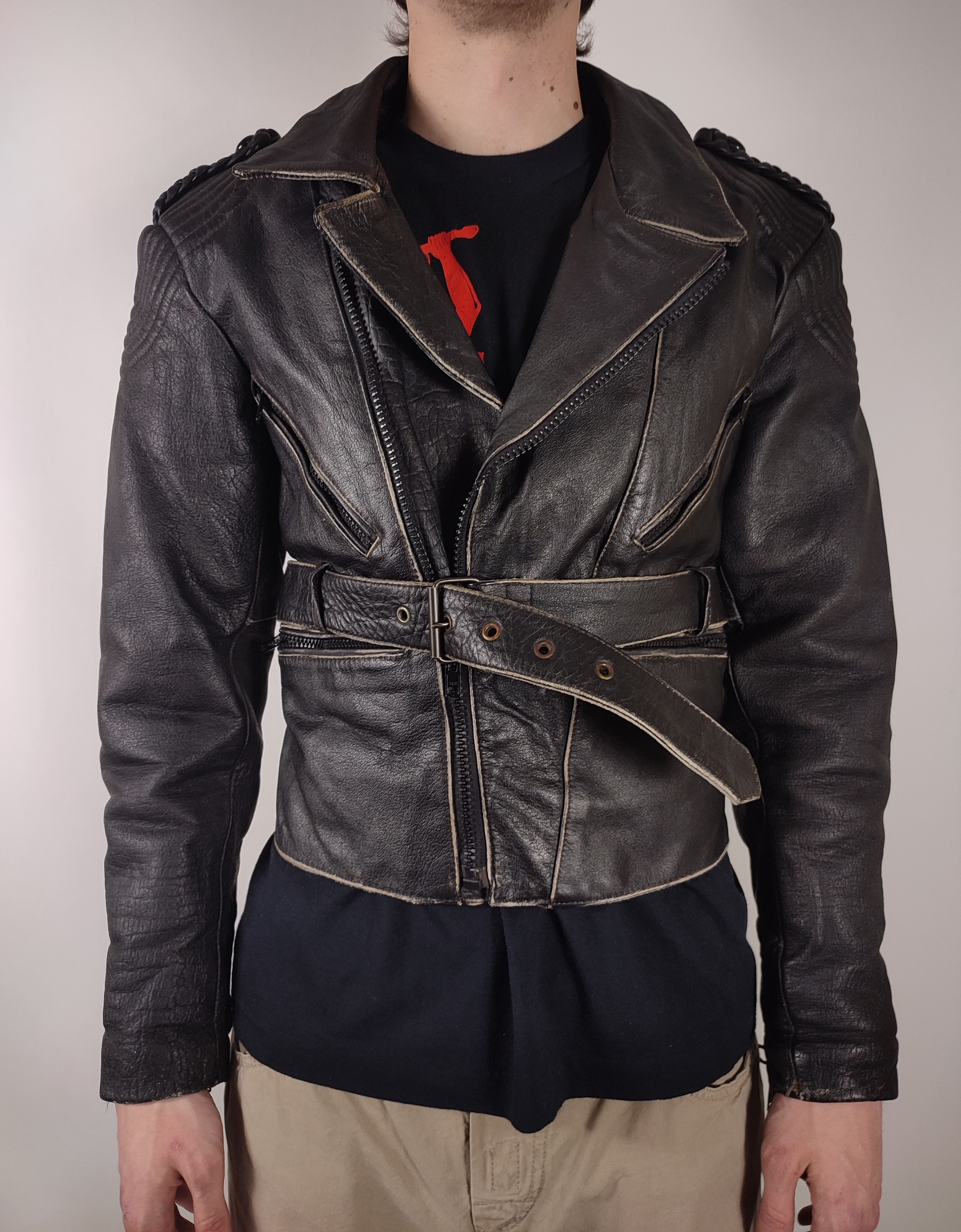 Vintage Vintage Moto Biker Faded Leather Jacket Size US M / EU 48-50 / 2 - 5 Thumbnail