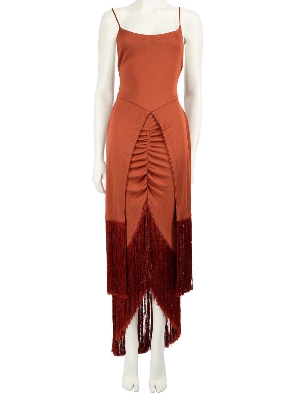 image of Cult Gaia Brown Natalia Fringe Hem Midi Dress, Women's (Size XS)