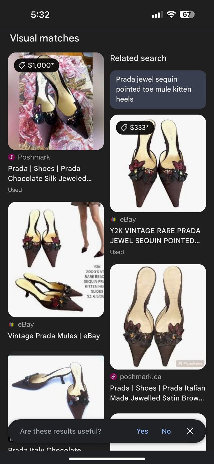 Prada Prada heels jewel sequin pointed toe mule kitten Size US 7 / IT 37 - 4 Thumbnail