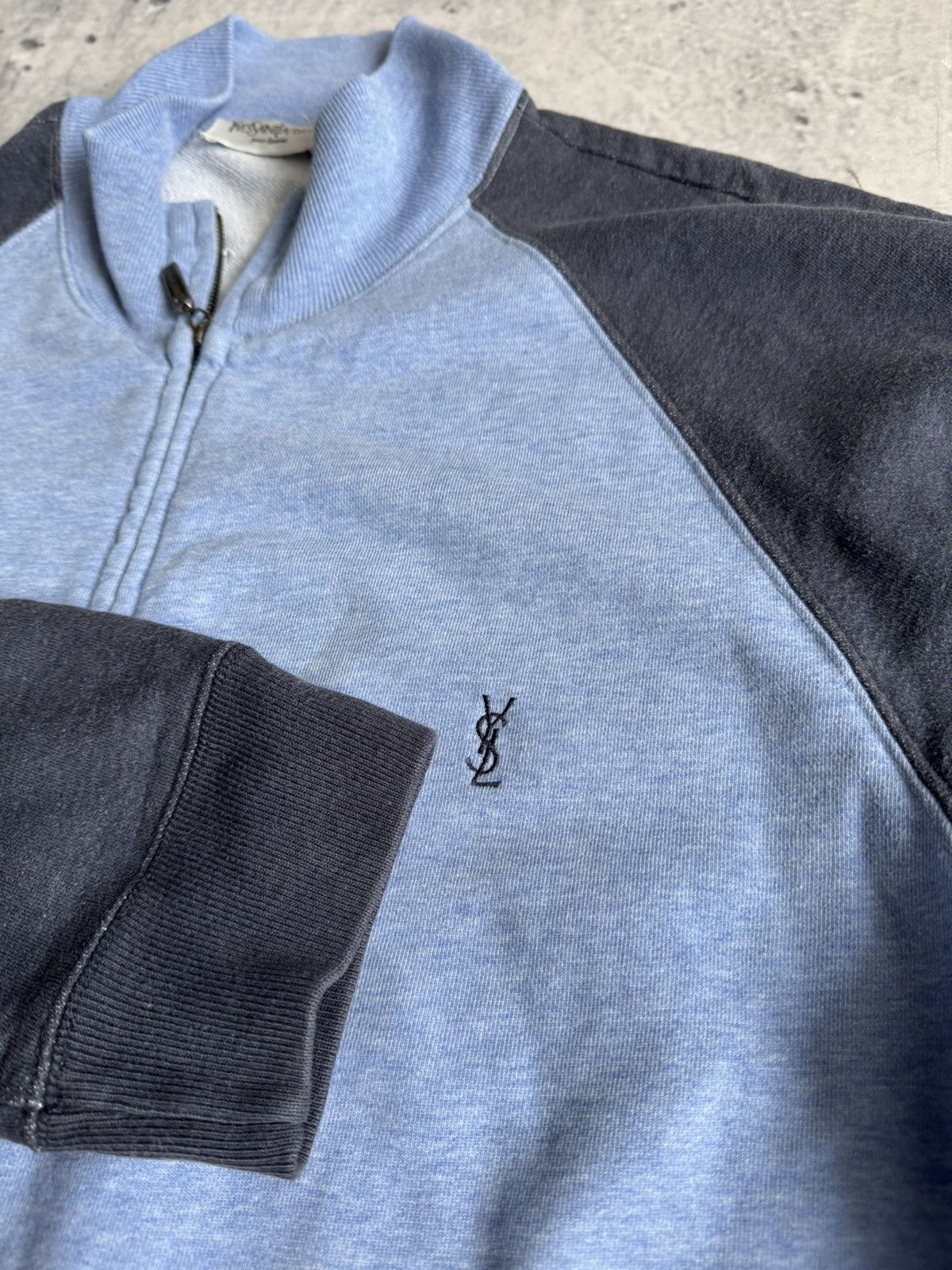 Vintage × Yves Saint Laurent Vintage zip jacket YVES SAINT LAURENT blue sweatshirt Size US XL / EU 56 / 4 - 4 Thumbnail