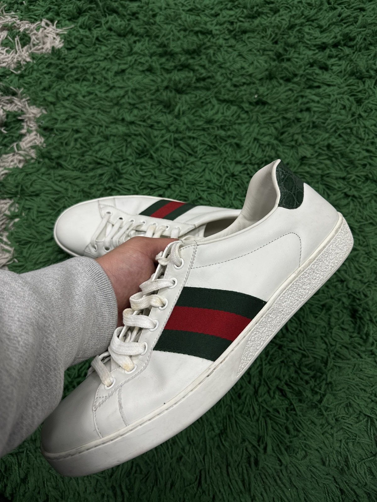 image of Gucci Aces Sneakers in White, Men's (Size 9.5)