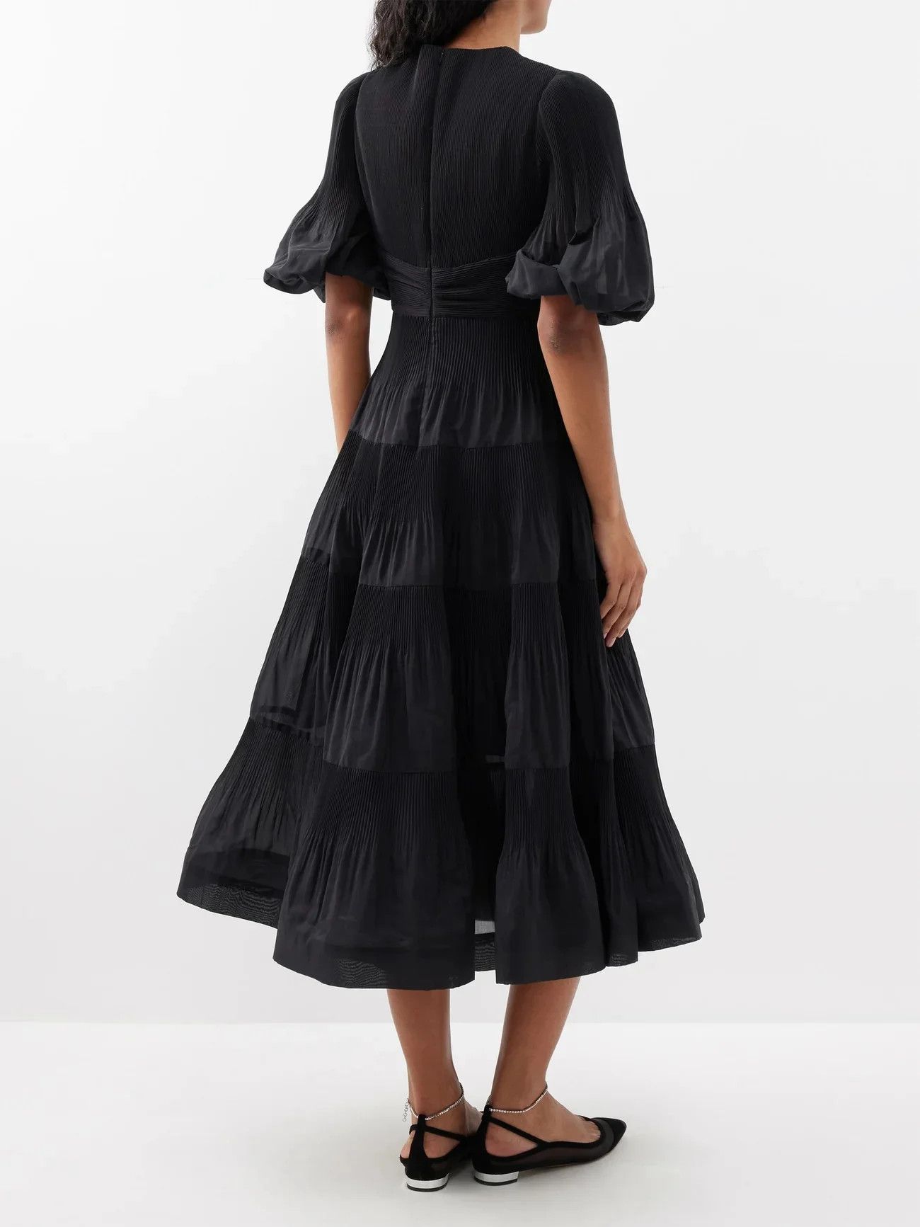 Zimmermann oc11z0425 Pleated Midi Dress in Black Size L / US 10 / IT 46 - 3 Thumbnail