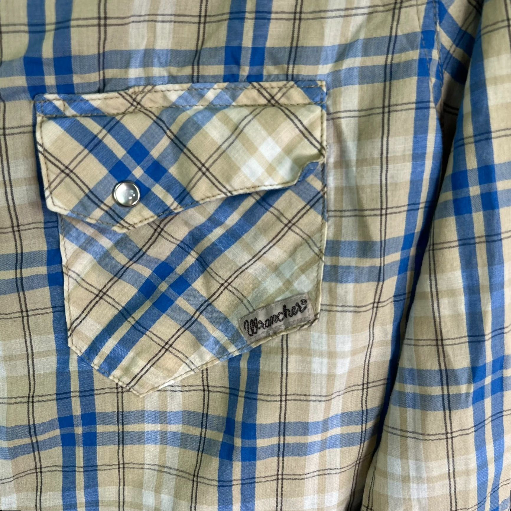 Wrangler VINTAGE Wrangler Wrancher Plaid Snap-Button Shirt Mens M Blue Long Sleeve Size US M / EU 48-50 / 2 - 2 Thumbnail