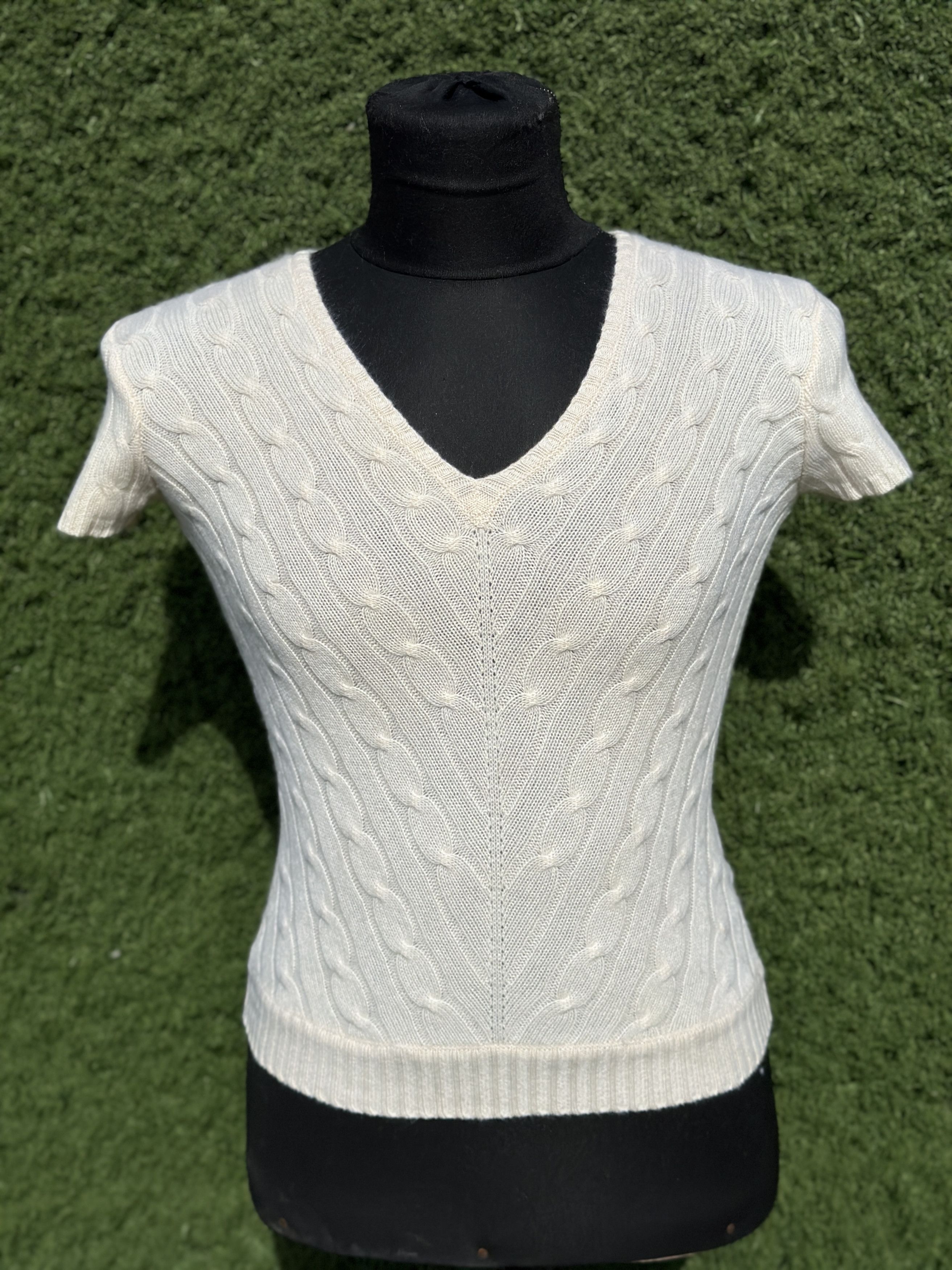Ralph Lauren Black Label Ralph Lauren Black Label Cable Knit Cashmere Short Sleeve S Size S / US 4 / IT 40 - 1 Thumbnail