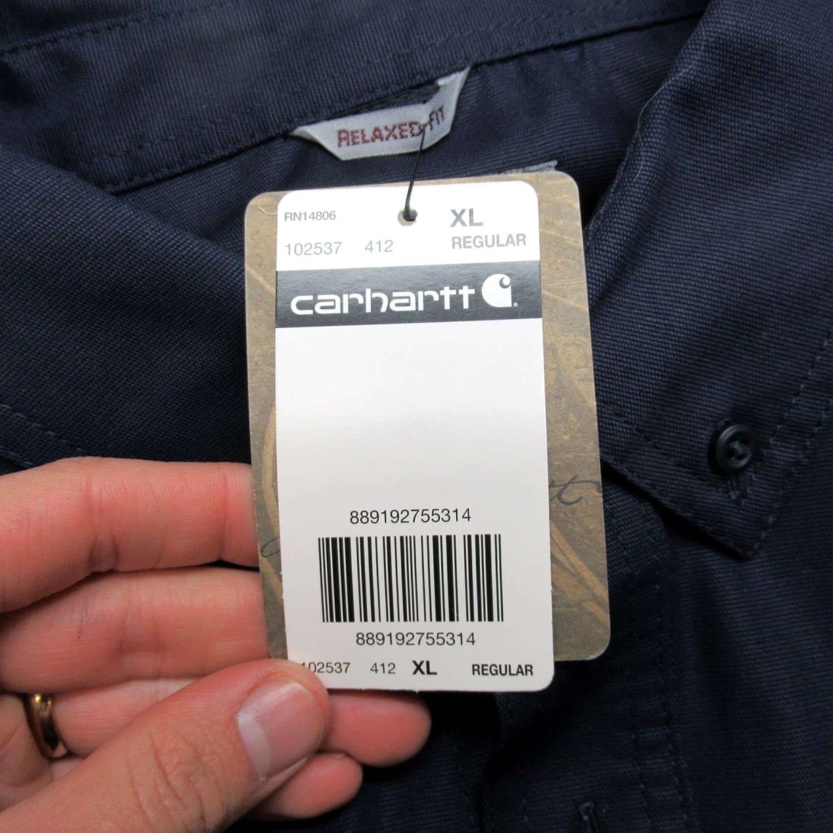 Carhartt VINTAGE Carhartt Shirt Mens Blue Short Sleeve Button Up Relaxed Pockets LOGO NWT Size US XL / EU 56 / 4 - 3 Thumbnail