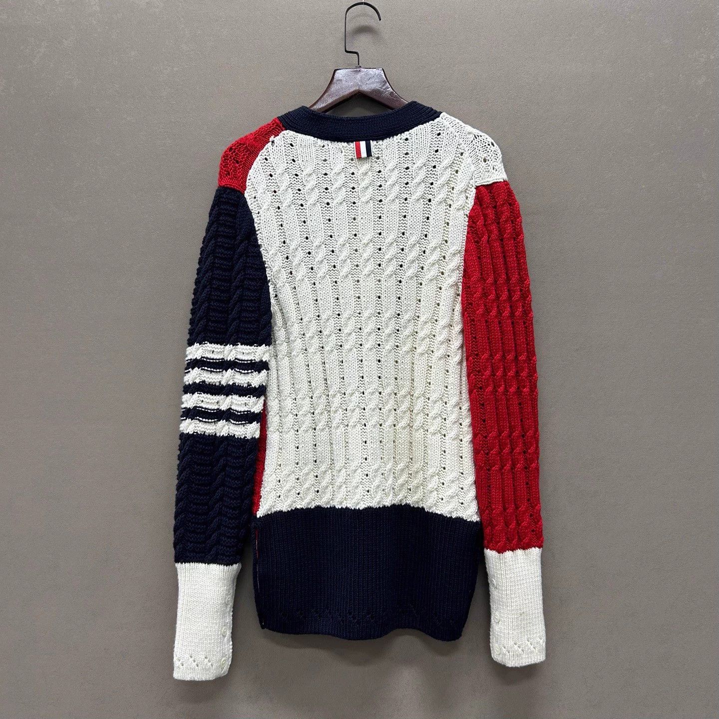Thom Browne Thom Browne Beige 4-Bar Stripe Colorblock Cardi NWT 42 Size M / US 6-8 / IT 42-44 - 2 Thumbnail