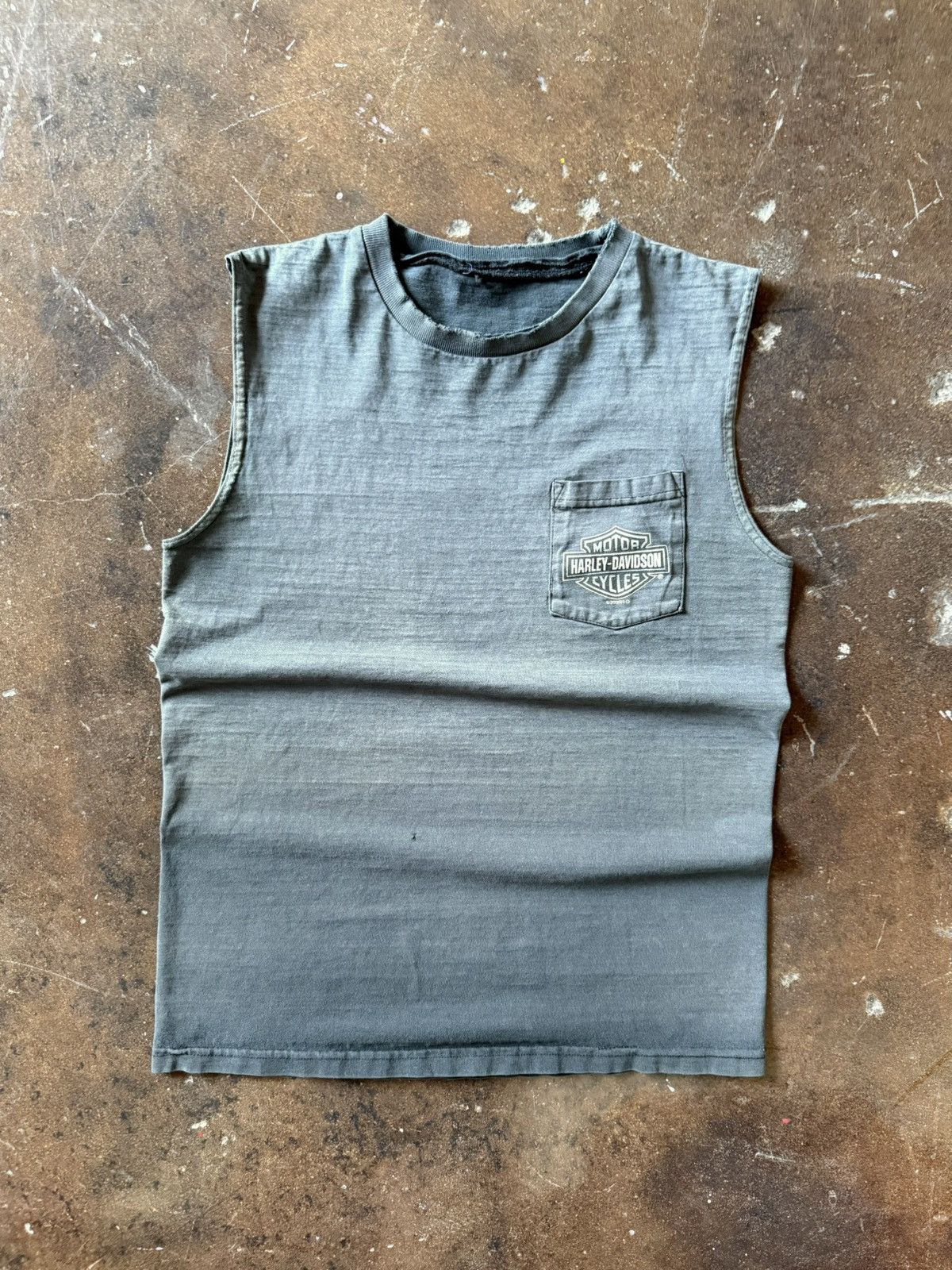 vintage y2k faded harley davidson grunge biker cut off shirt