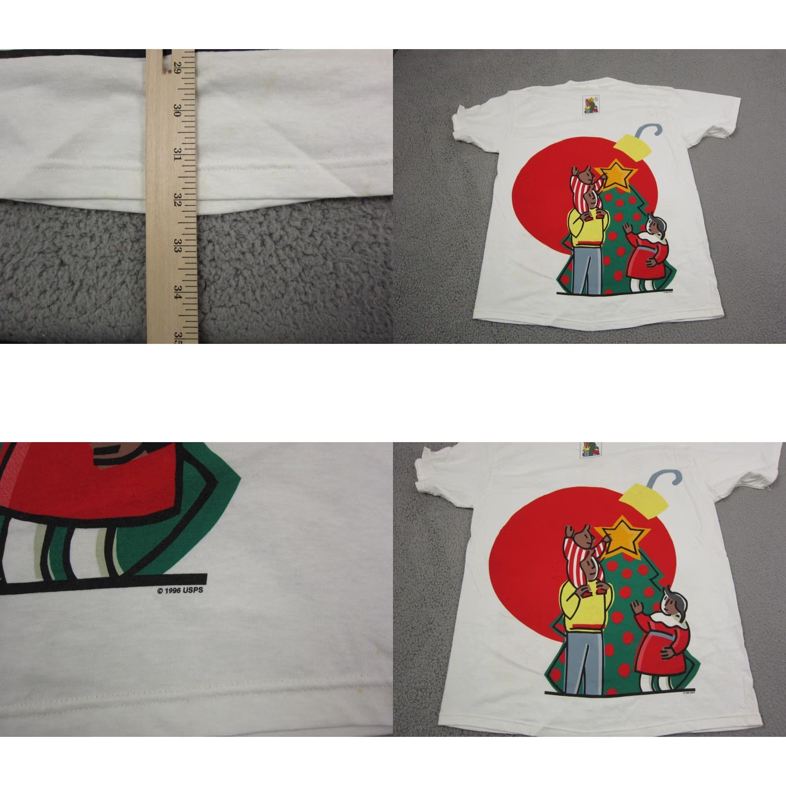 Tultex VINTAGE USPS Shirt Mens XL White Christmas Santa Claus Stamp 1996 90 Tultex T-Shirt Mens XL White Christmas Santa USPS Stamp 1996 Size US XL / EU 56 / 4 - 9 Thumbnail