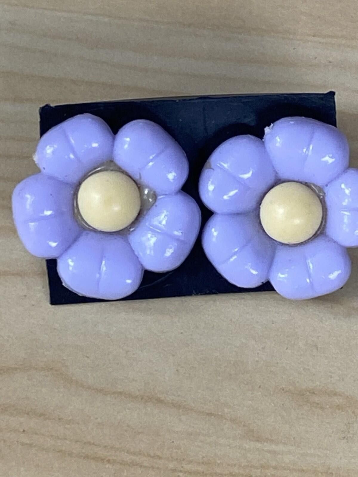 Handmade PIERCED STUD Cute Purple Multicolored Shiny Flower Earrings Size ONE SIZE - 2 Thumbnail