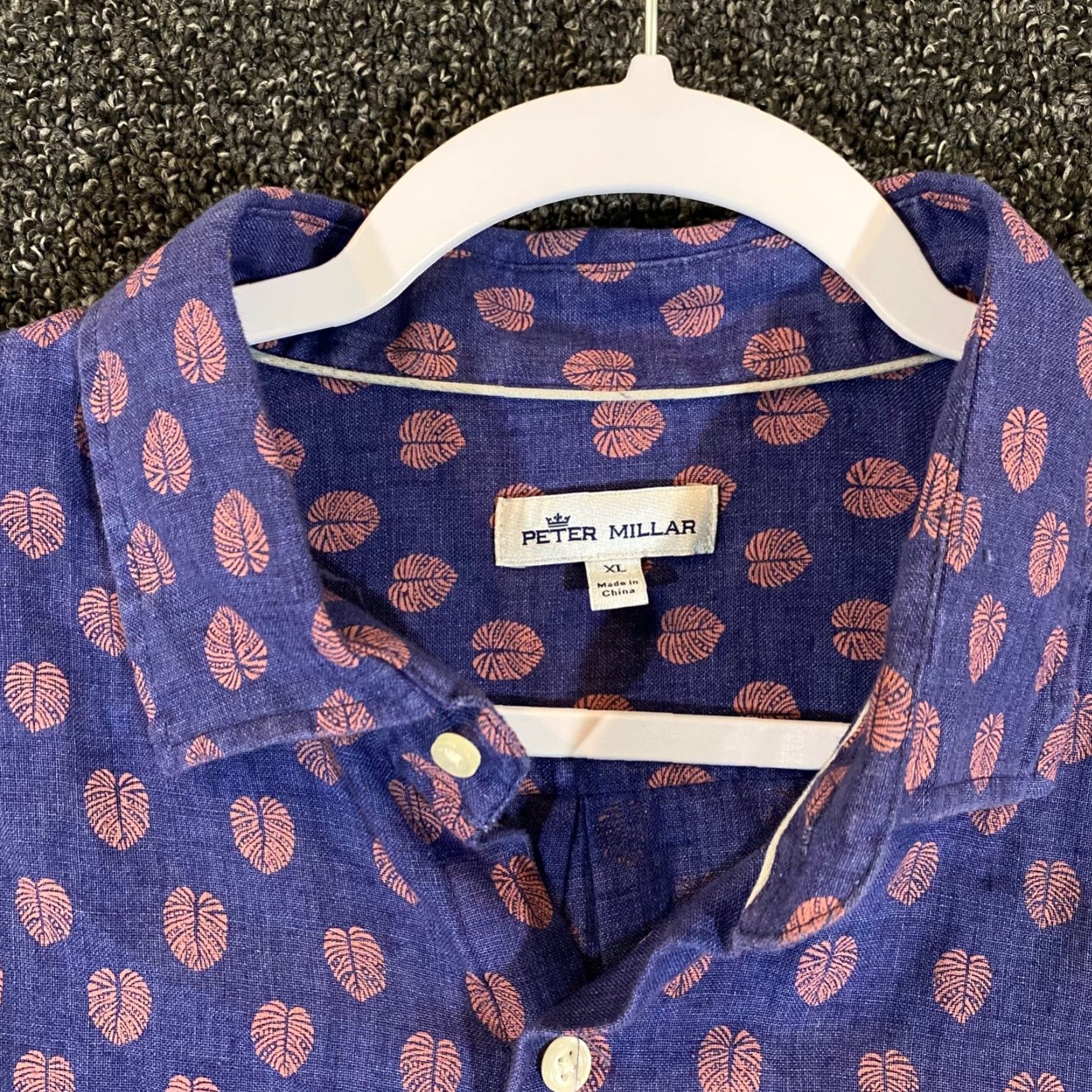 Peter Millar Peter Millar Shirt Mens XL Blue Fern Floral Linen Button-Up Outdoors S/S Size US XL / EU 56 / 4 - 2 Thumbnail