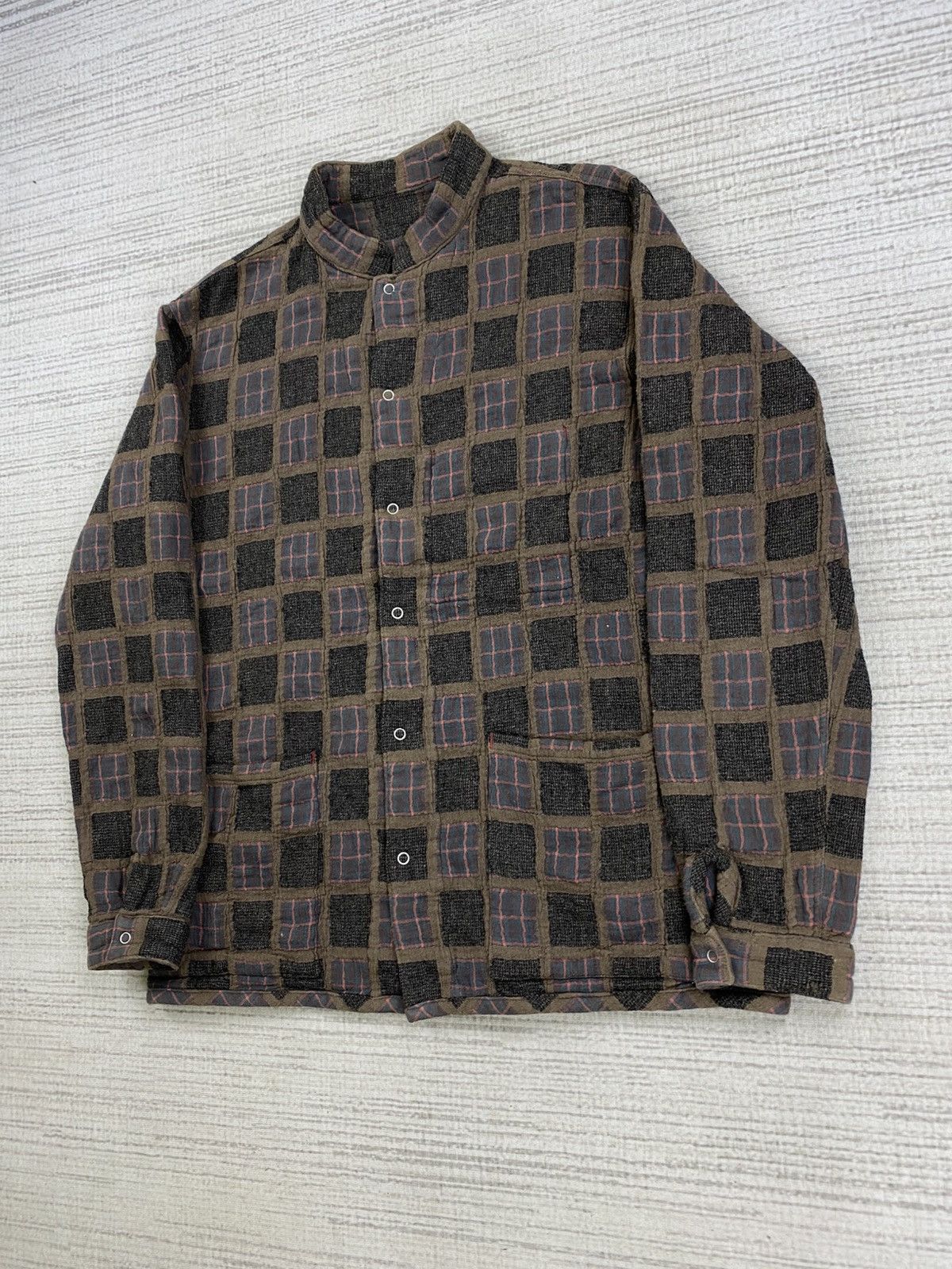 Issey Miyake × Japanese Brand Vintage Boston-Nine Patchwork Plaid Pattern Wool Jacket Size US M / EU 48-50 / 2 - 4 Thumbnail