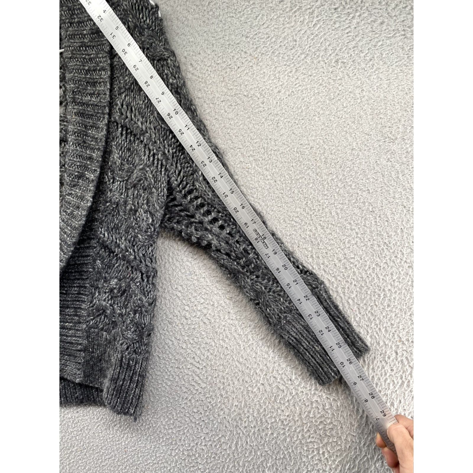 Express VINTAGE Express Chunky Loose Knit Open Cardigan Wool Alpaca Blend Charcoal Women’s XS Size XS / US 0-2 / IT 36-38 - 7 Thumbnail