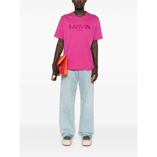 Lanvin o1s22i1n1024 Embroidered Logo T-Shirt in Pink Size US L / EU 52-54 / 3 - 4 Thumbnail