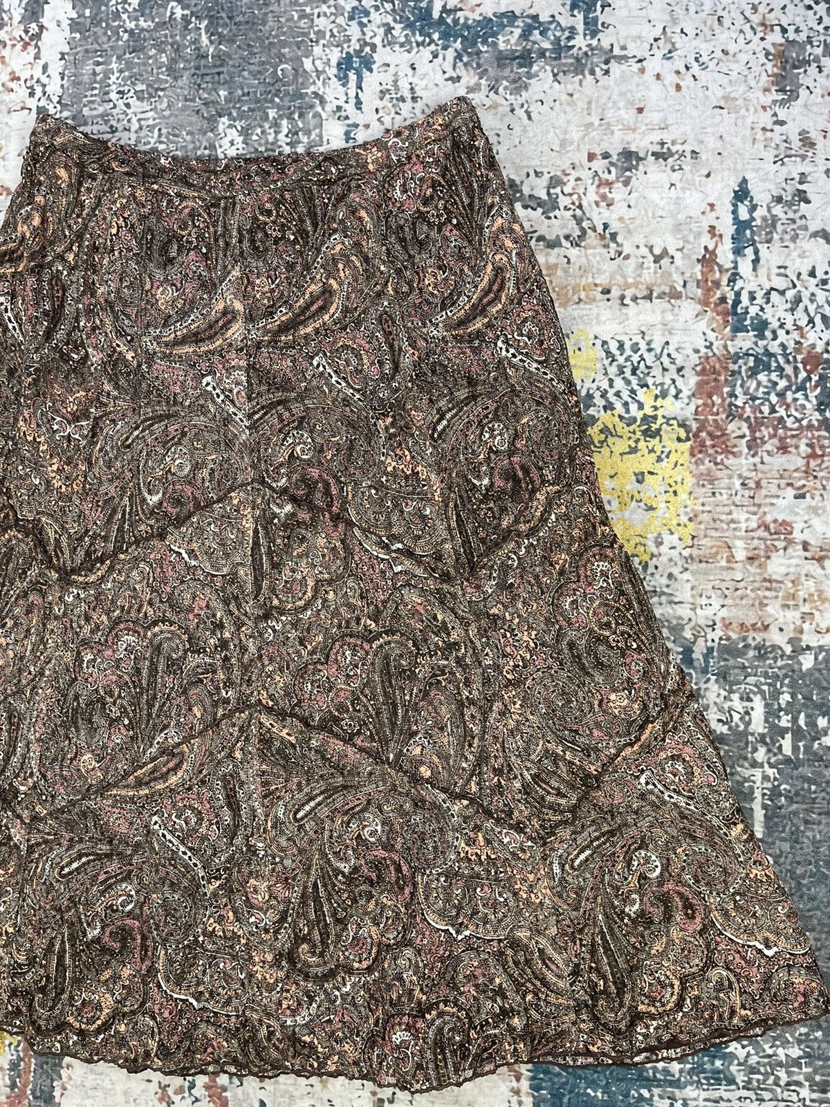 Longchamp Longchamp Zig Zag Brown Paisley Midi Skirts Size 29" - 3 Thumbnail