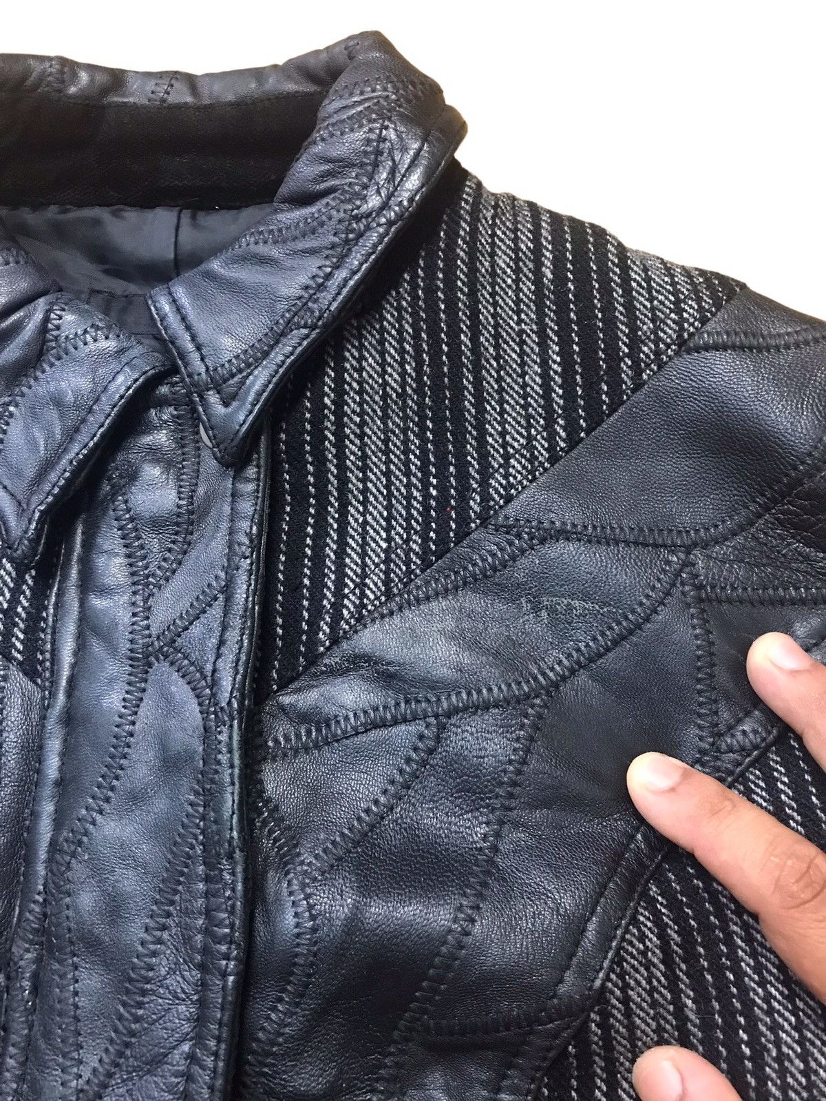 Japanese Brand Kacia Half Leather Wool Jacket Size US S / EU 44-46 / 1 - 5 Thumbnail