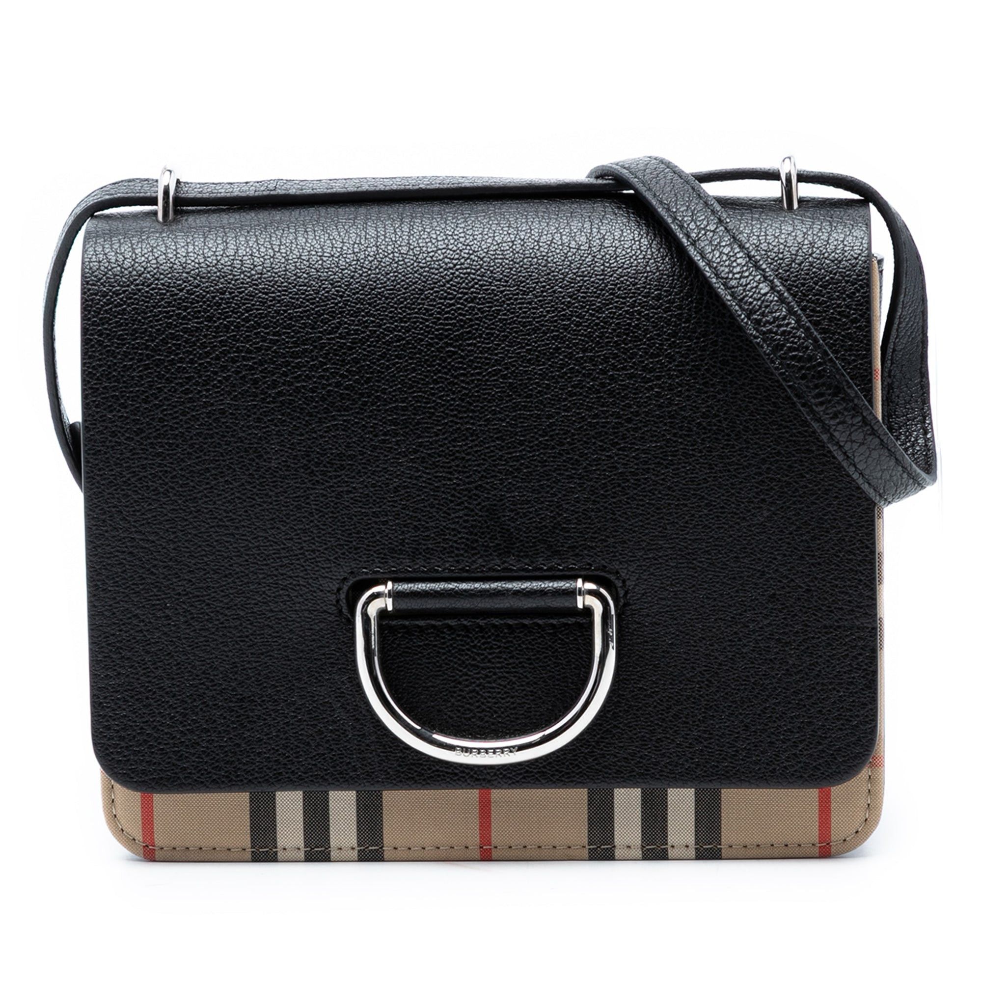 Burberry Small House Check Trimmed Goatskin D Ring Crossbody Size ONE SIZE - 1 Thumbnail