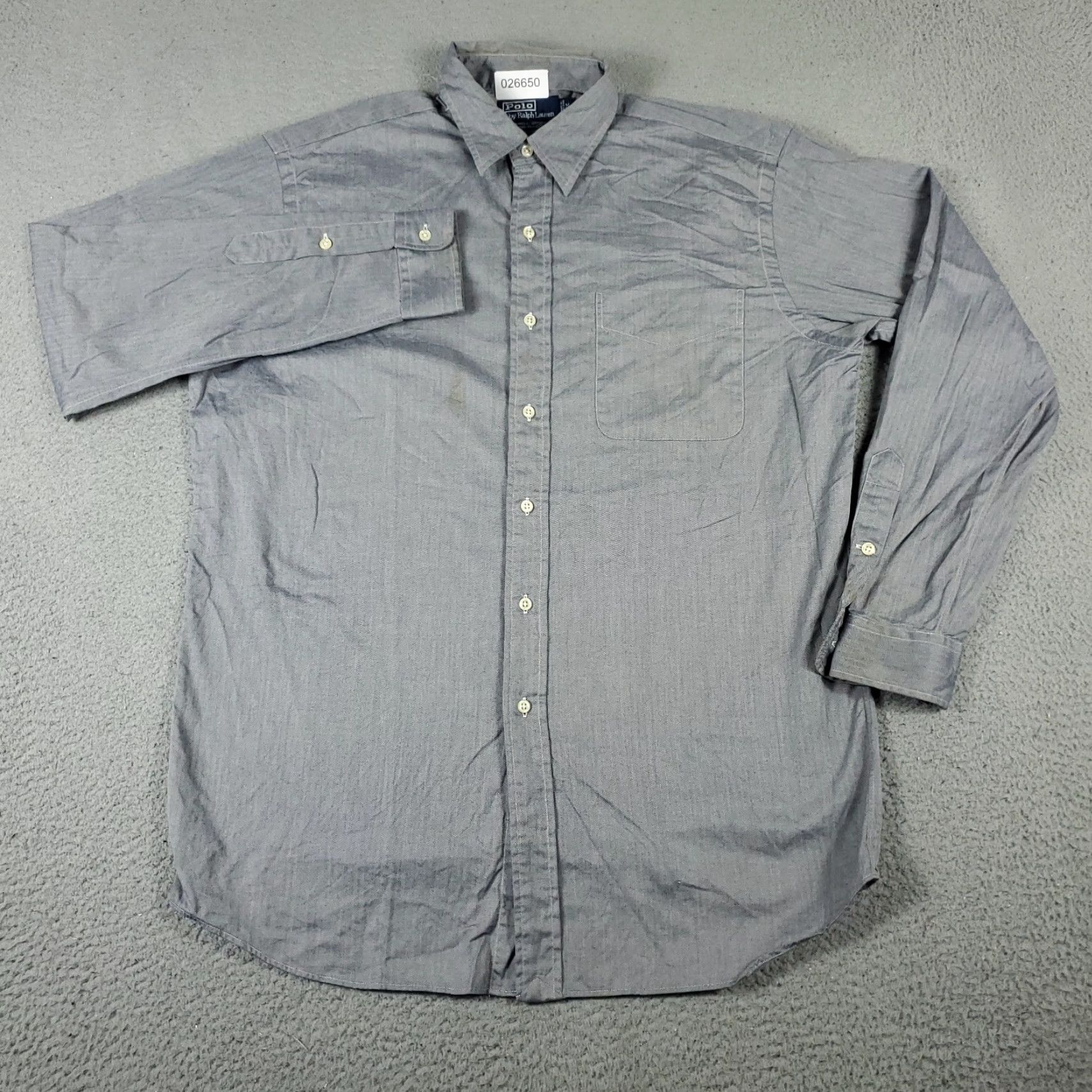 Ralph Lauren Ralph Lauren Gray Button-Up Shirt Mens Medium Long Sleeve Regular Fit Size US M / EU 48-50 / 2 - 2 Thumbnail