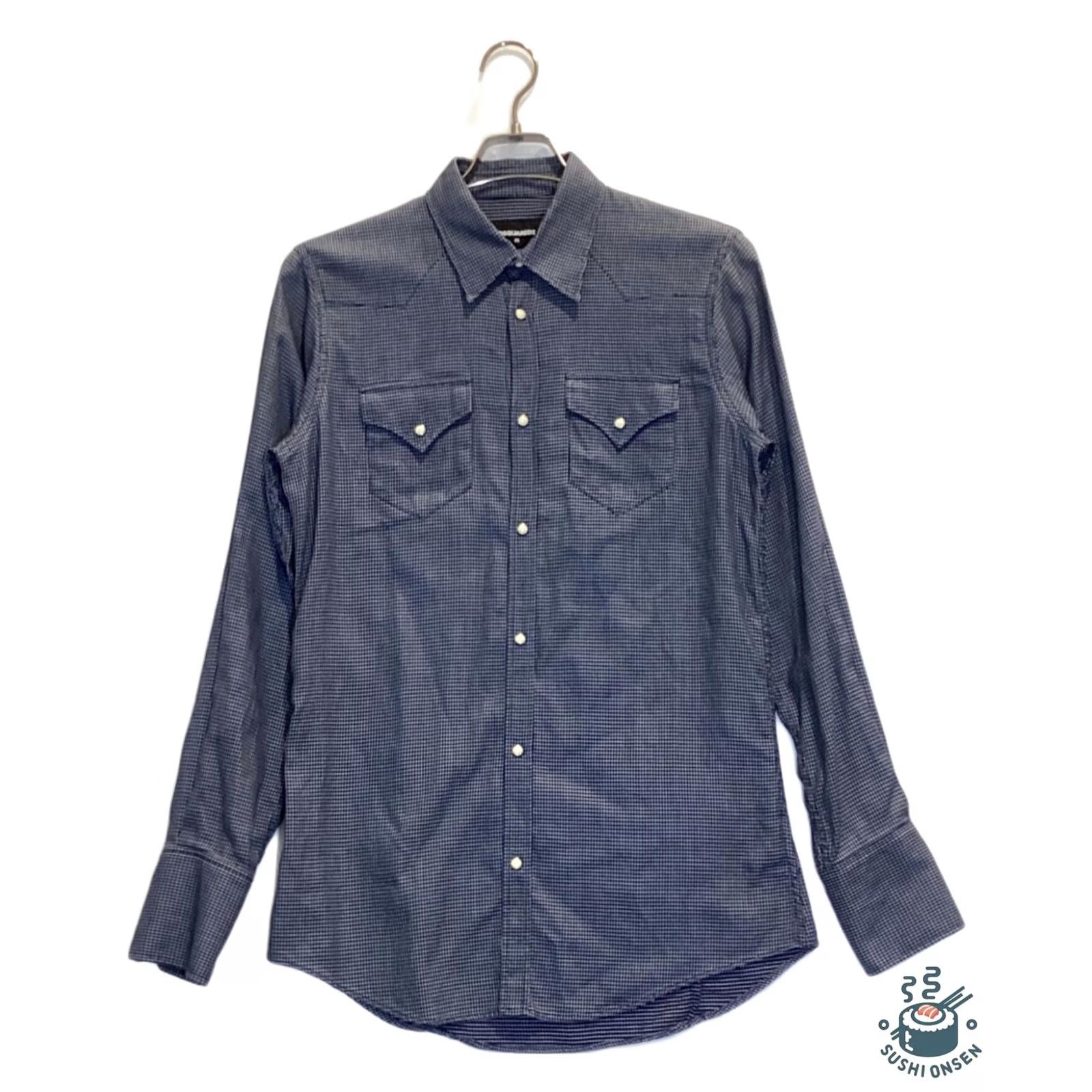 Dsquared2 DSQUARED2 Button-Up Shirt Navy Men 46 100% Cotton Western Style Size US XXL / EU 58 / 5 - 2 Thumbnail