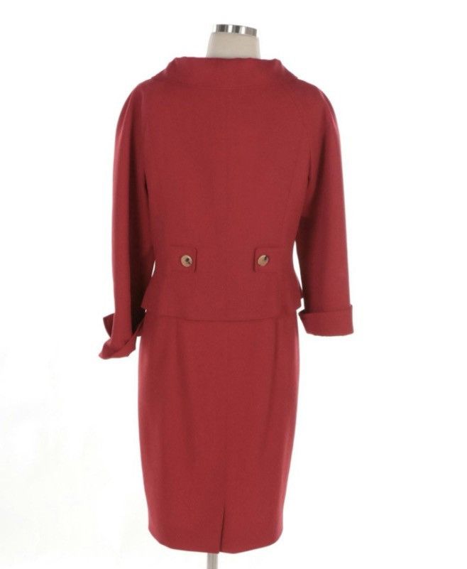 Escada VTG Escada Two-Piece Red Wool Dress & Jacket Set – Size 38 Size XS / US 0-2 / IT 36-38 - 3 Thumbnail