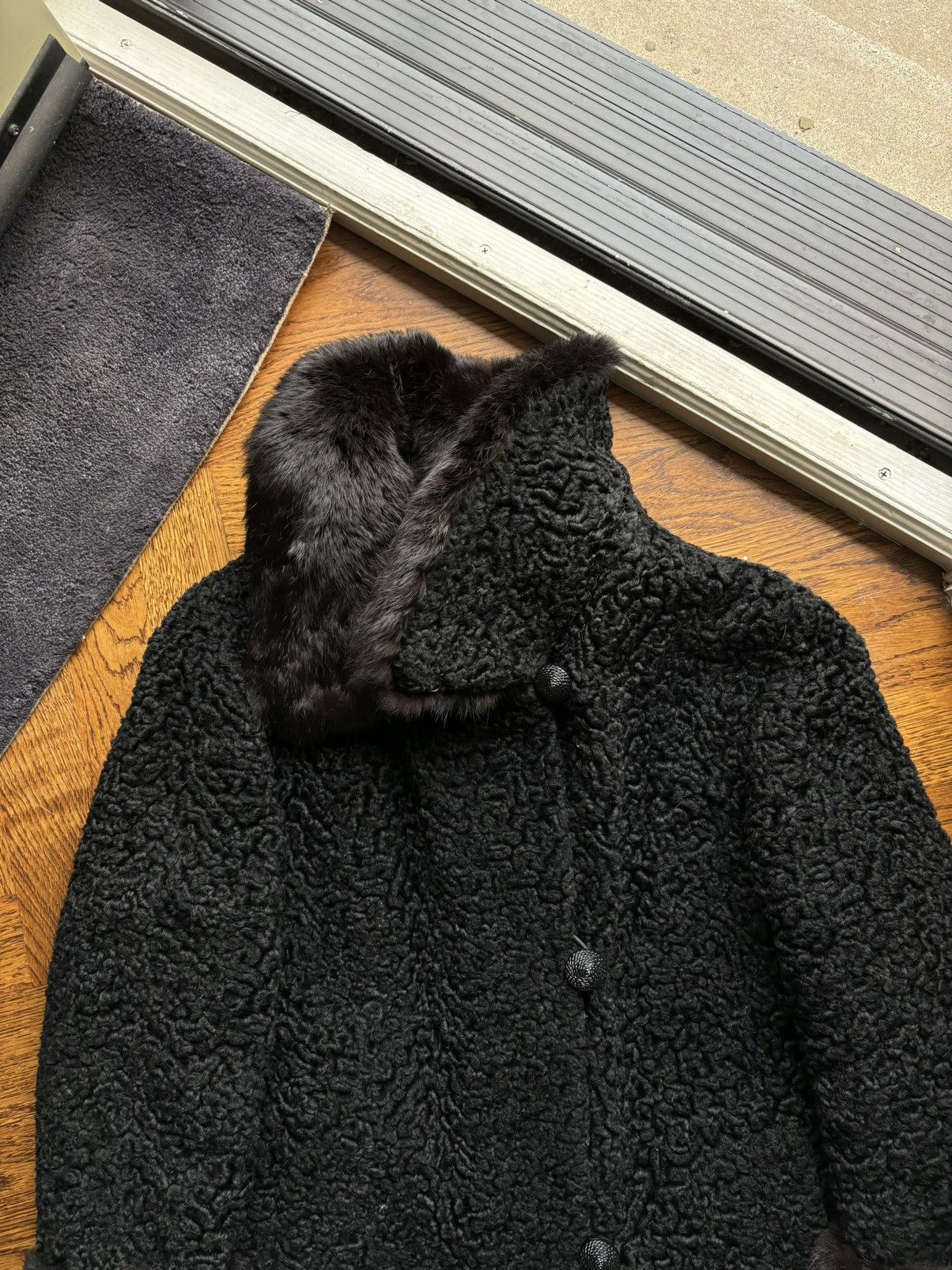 Vintage 1960s Astrakhan Coat Vintage Persian Lamb Wool Fur Trim Pea Size US XS / EU 42 / 0 - 7 Thumbnail